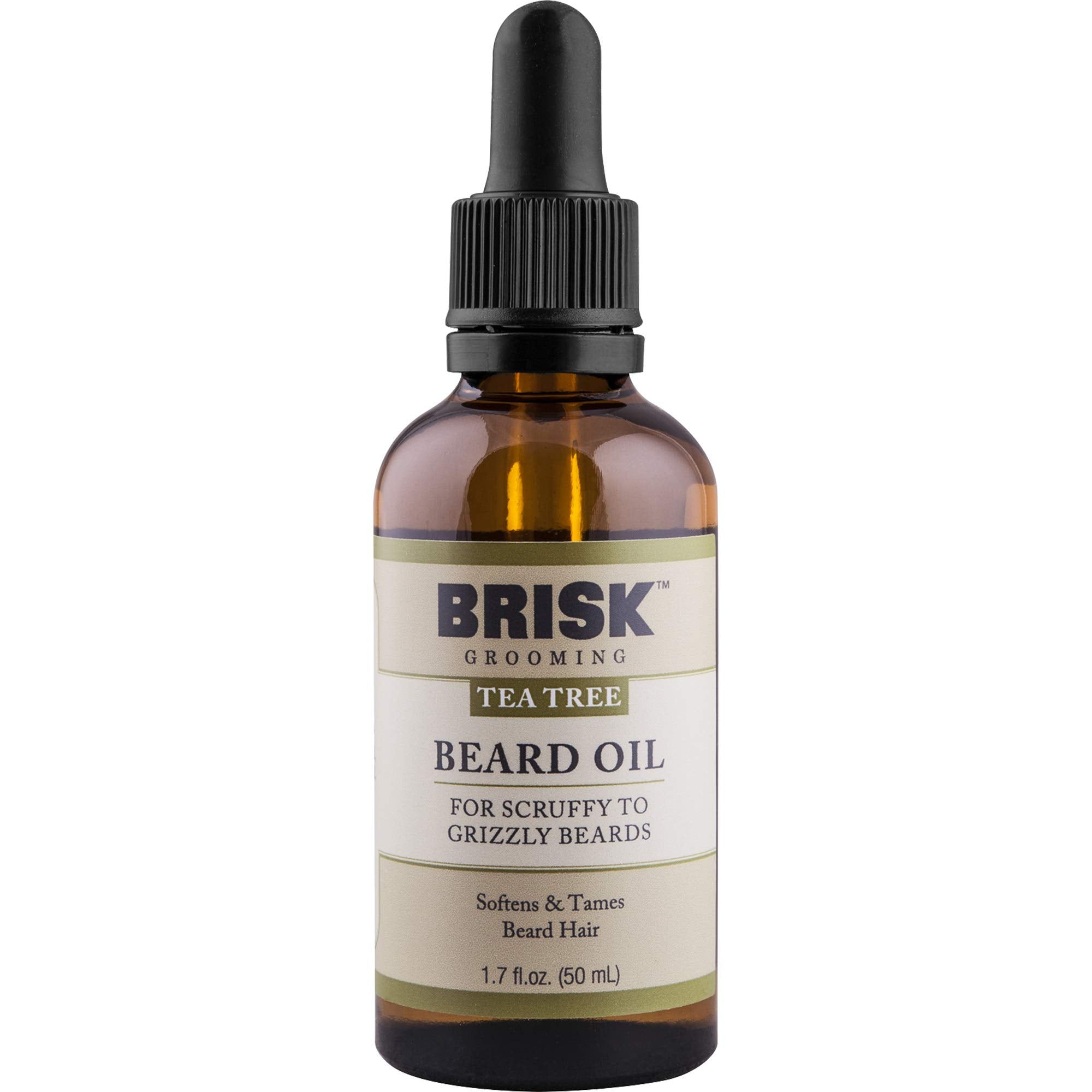 Brisk Grooming Tea Tree Beard Oil, Fast-Absorbing Blend Of Natural & Essential Oils Softens & Tames For A Beard That Looks & Fee