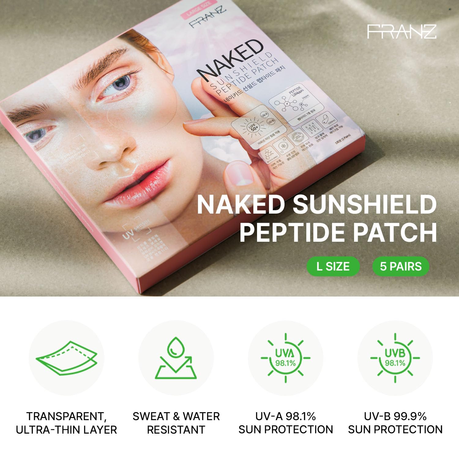 Franz - Uv Patch Upf 50+ Sun Protection For Daily Outdoor Activities - Breathable Lightweight Comfortable - Peptide For Radiance