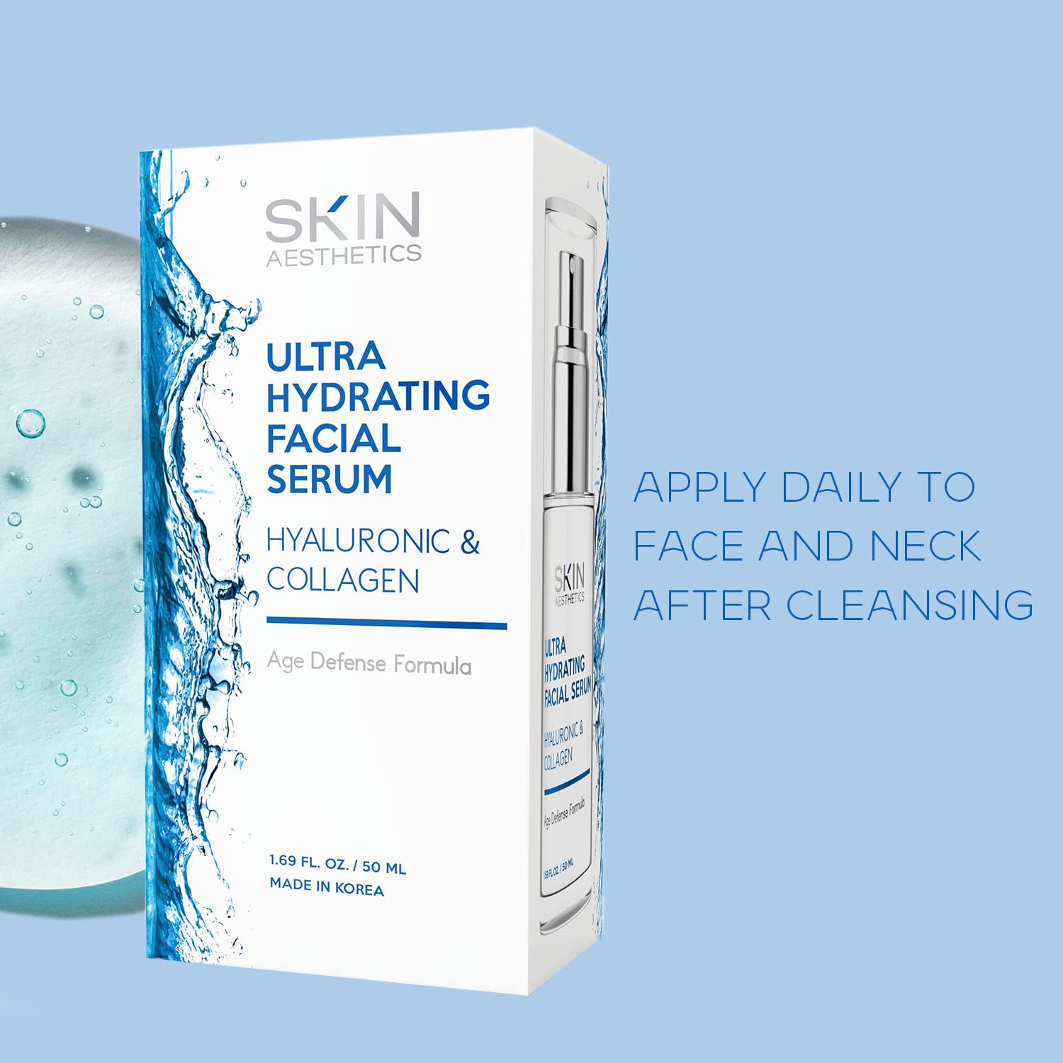 Skin Aesthetics Hyaluronic Acid And Collagen Face Serum - Reduce Wrinkles & Fine Lines, Locks In Moisture & Ultra Hydrating Faci