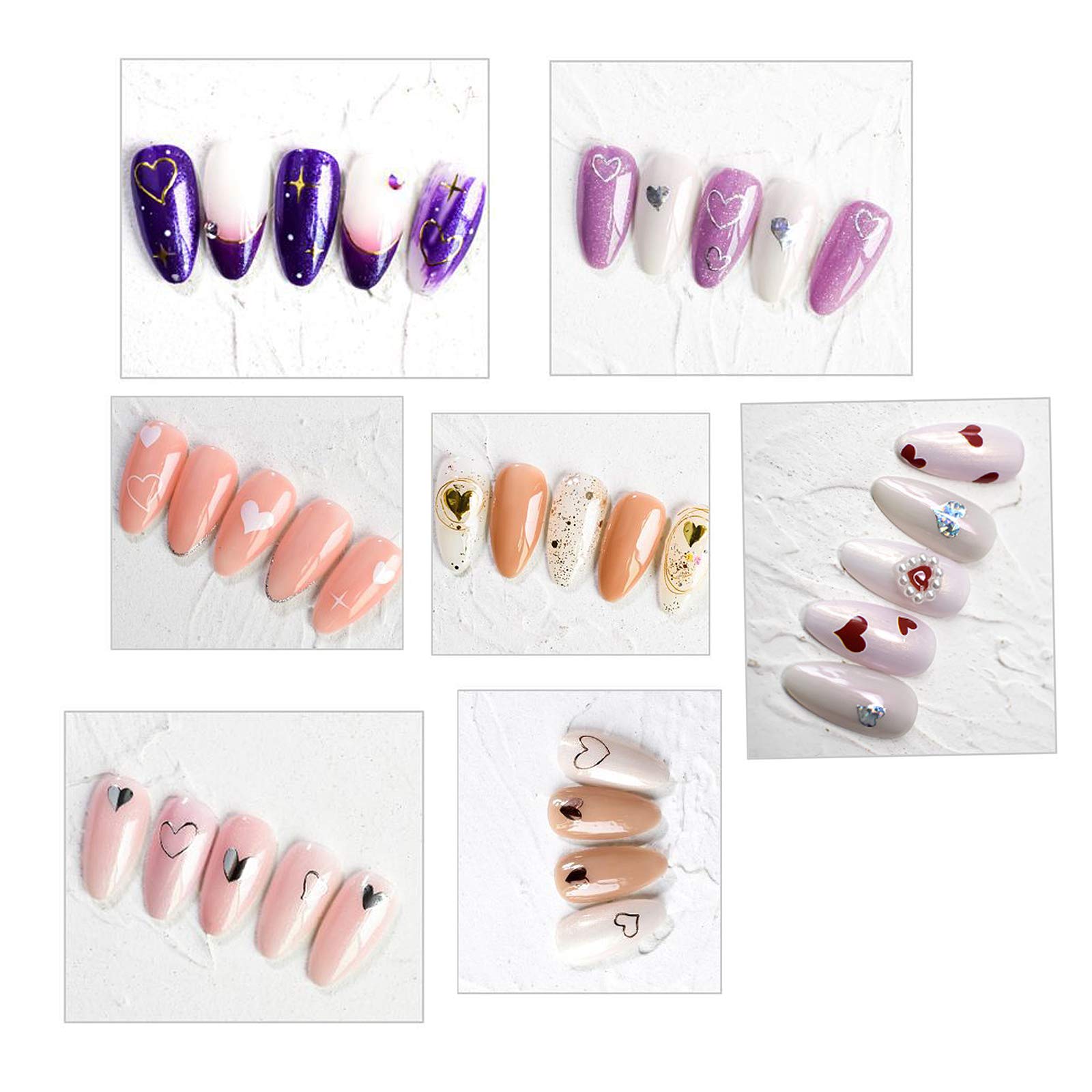 15 Large Sheets Hearts Nail Stickers For Women Girls Kids - 3D Self Adhesive Heart Nail Decals For Natural Fingernails And Acryl