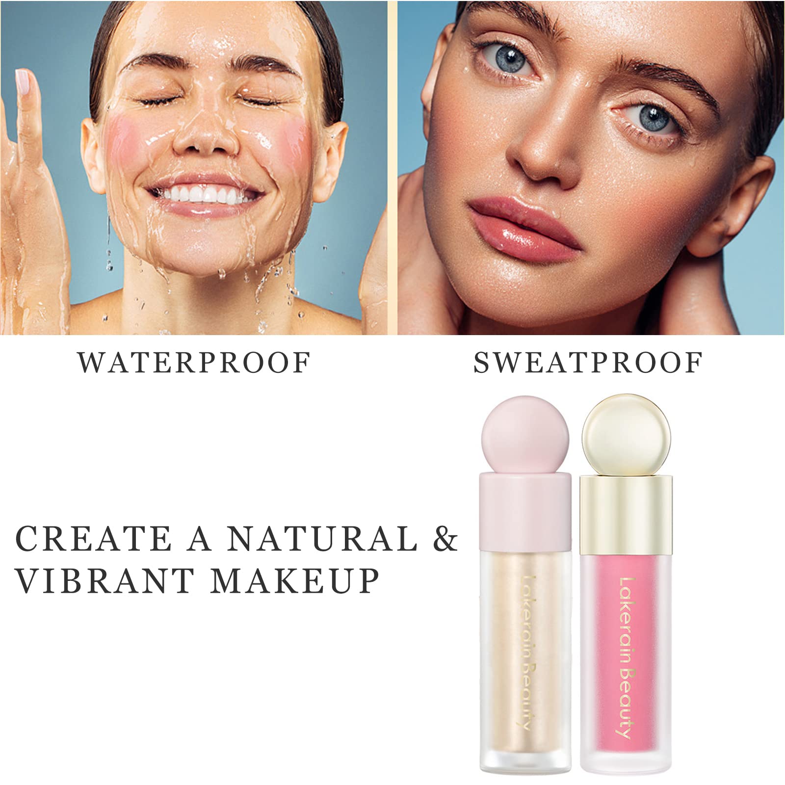 Meicoly Liquid Blush And Highlighter,Natural Sparkly Liquid Illuminator For Face,Long Lasting Light Liquid Luminizer Highlighter