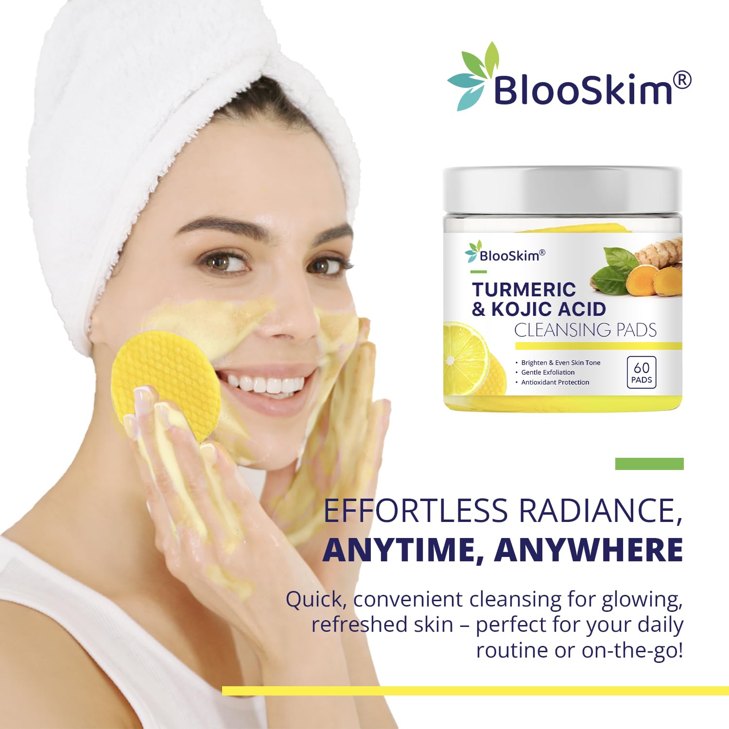 Turmeric Kojic Acid Cleansing Pads - Exfoliating & Brightening Face Pads For Dark Spots, And Uneven Skin Tone - Gentle & Effecti
