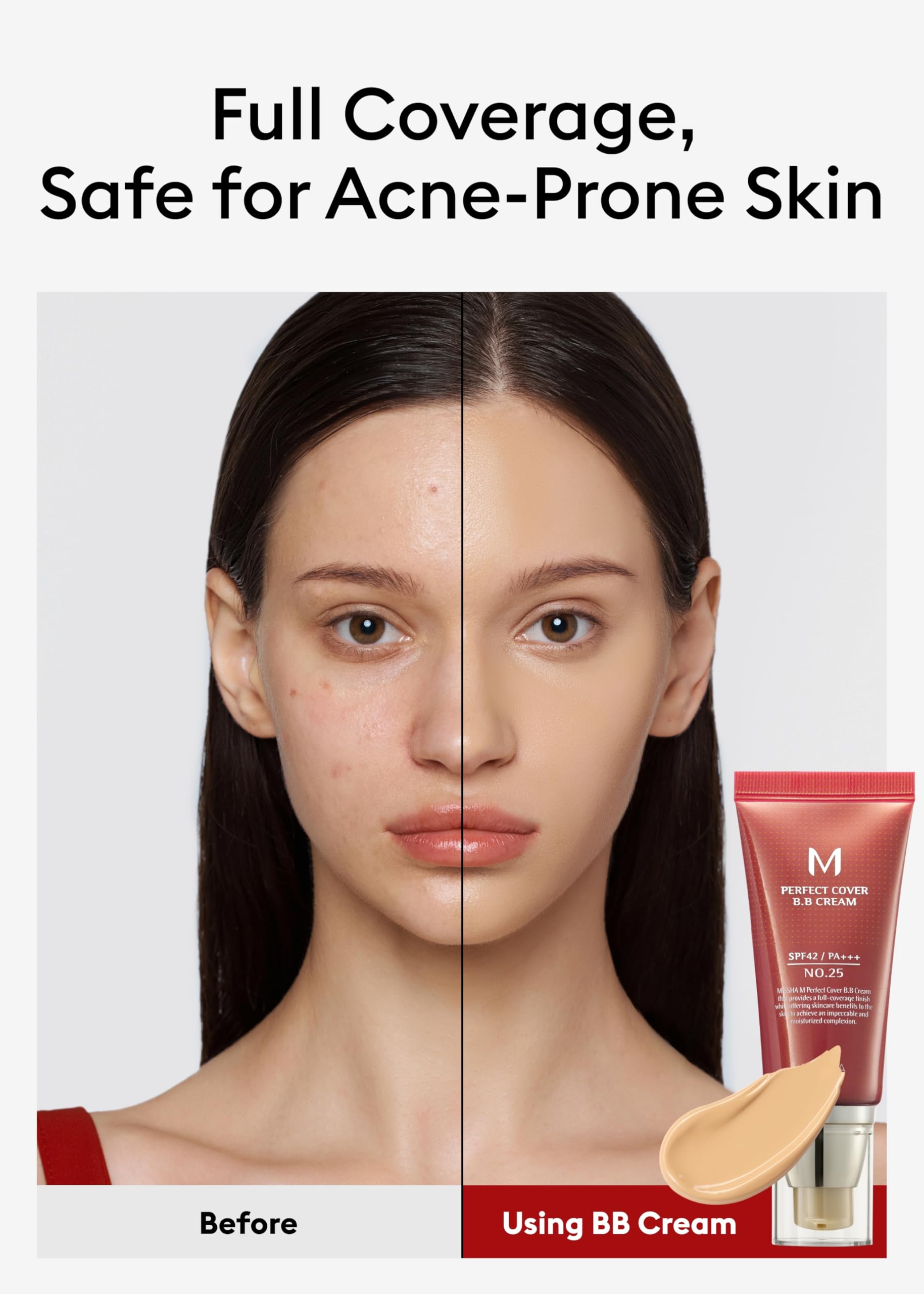 Missha M Perfect Bb Cream No.25 Warm Beige For Light/Medium With Neutral Skin Tone Spf 42 Pa +++ / 1.69 Fl Oz - Tinted Moisturiz