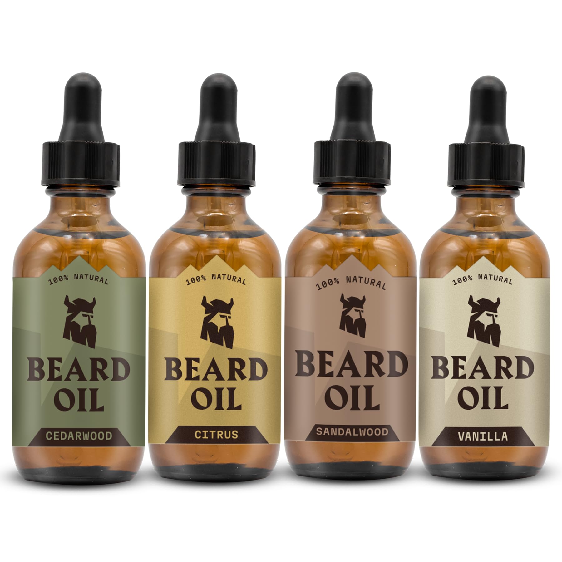 Striking Viking Beard Oil 4 Pack Softening & Conditioning Beard Oil For Men - Citrus Vanilla Sandalwood & Cedarwood Variety Scen