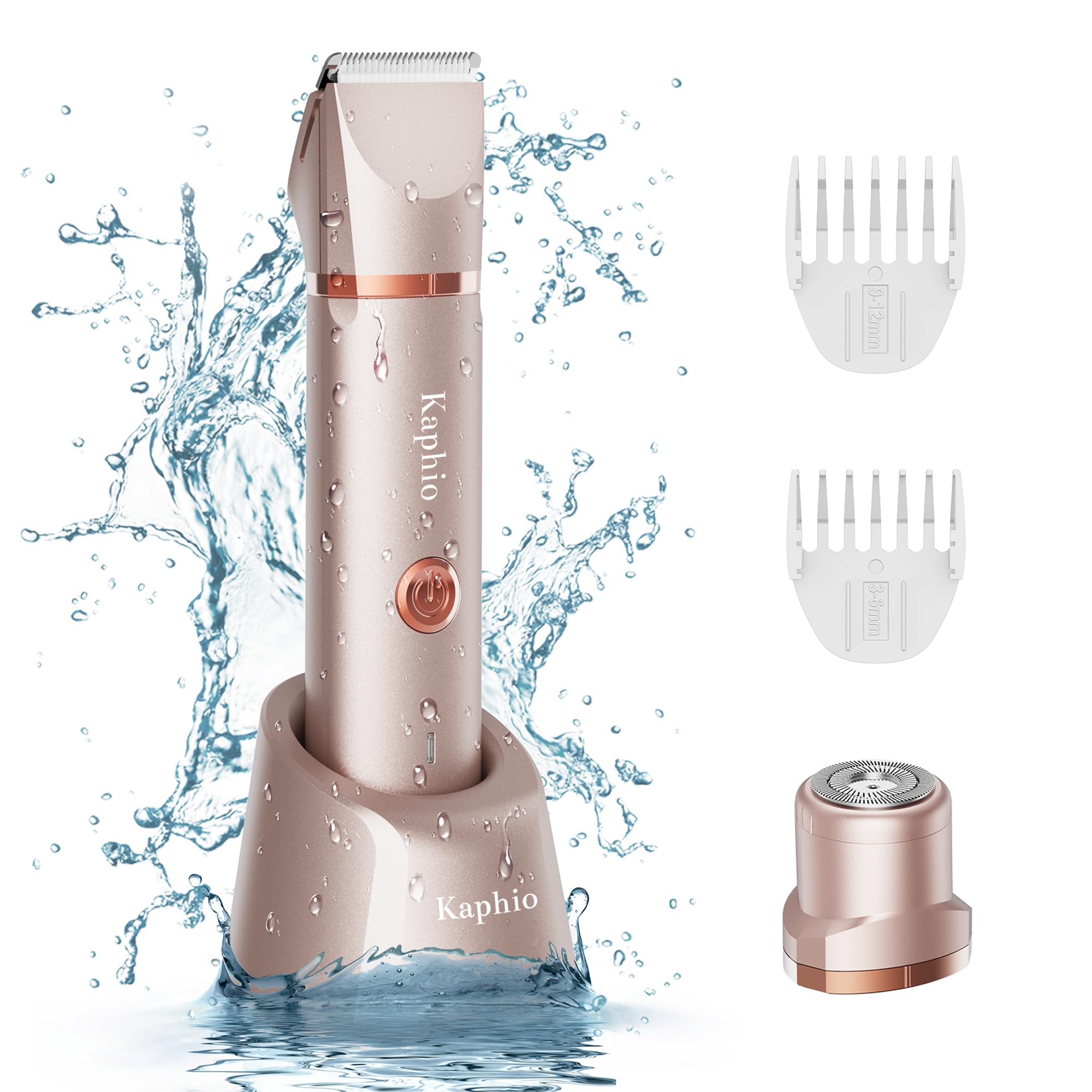 Kaphio Bikini Trimmer For Women Pubic Hair: 2 In 1 Eletctric Razors For Women - Rechargeable Eletctric Shaver For Women - Ipx7 W
