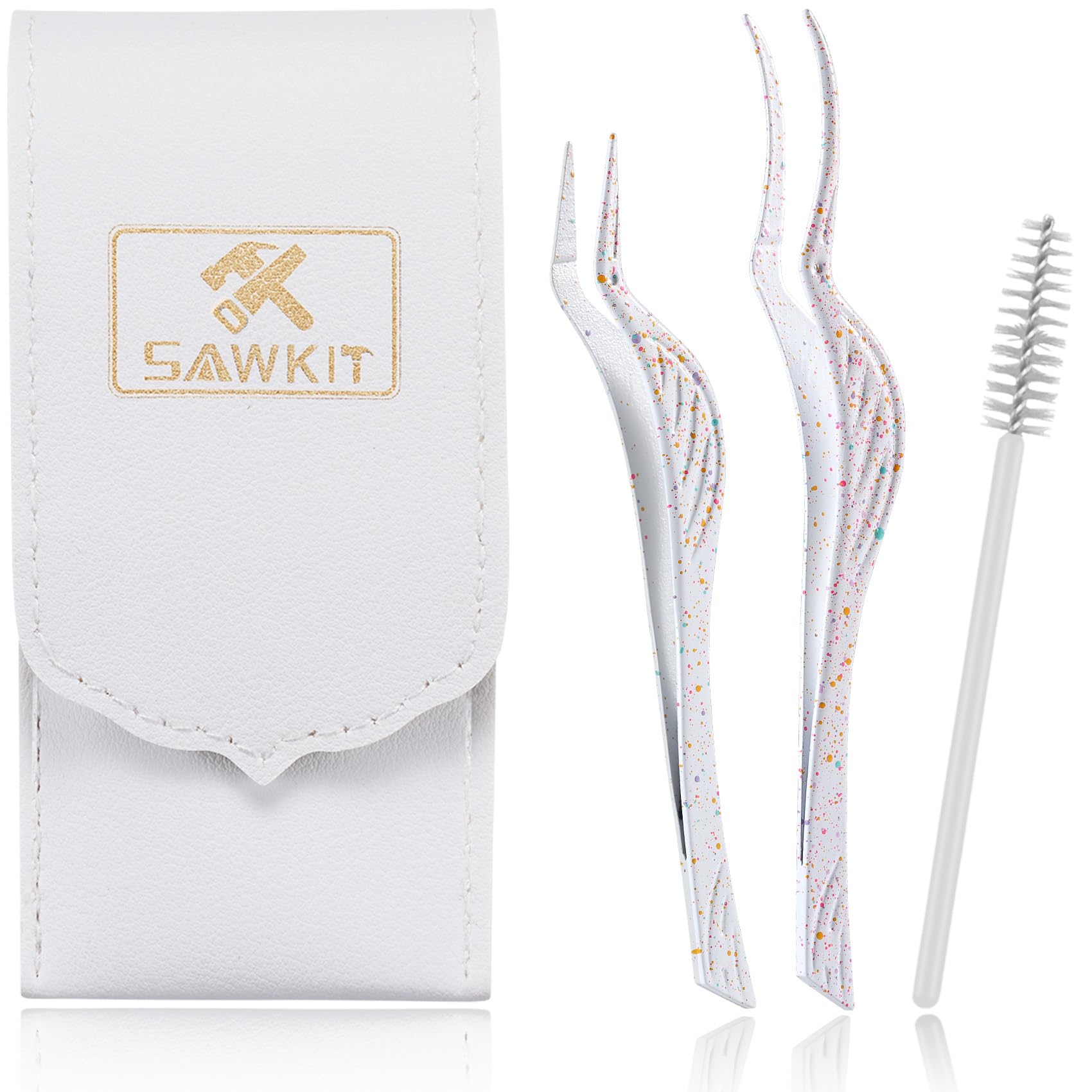 Eyelash Applicator Tool 3-pcs Lash Applicator Tool Set with Eyelash Extension Tweezers, Brush - Professional Eye Lash Applicator