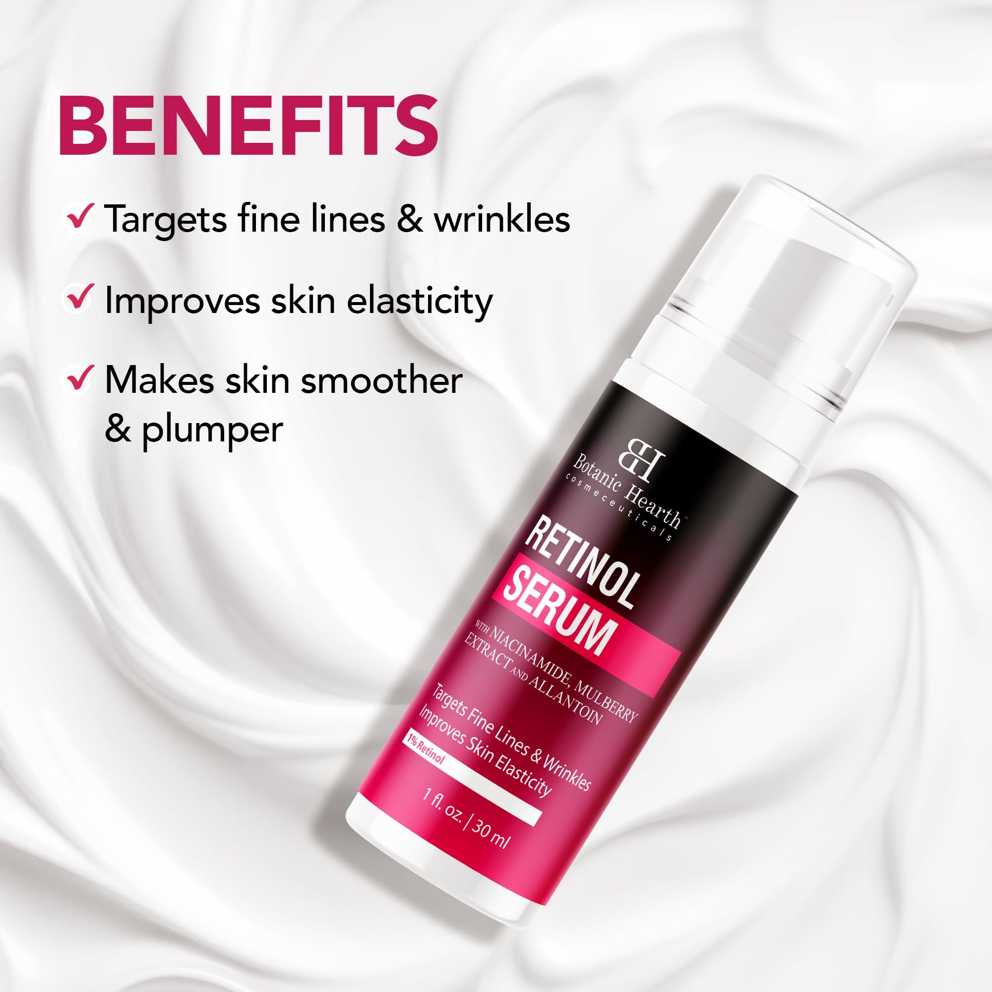 Botanic Hearth 1% Retinol Serum For Face With Niacinamide, Allantoin & Mulberry Extracts | Pore Refining & Brightening Face Seru