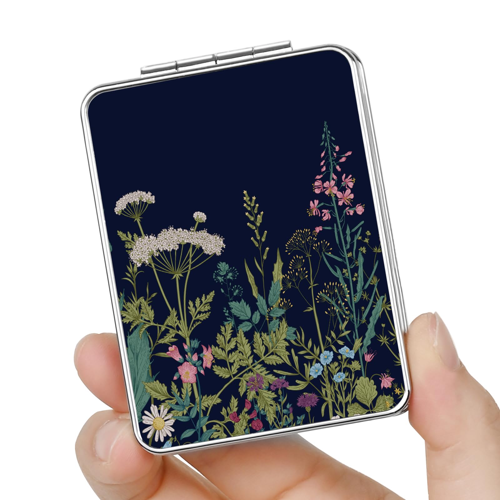 dcdcee Pocket Mirror, Small Travel Mirror with Magnification, Portable Double-Sided Magnifying Cosmetic Mirror for Daily (Black 
