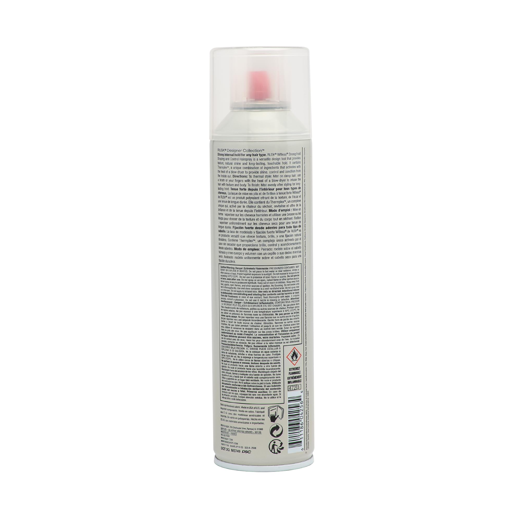 Rusk Designer Collection W8Less Strong Hold Shaping And Control Hairspray, 10 Oz, Provides Natural, Long-Lasting, Touchable Supp