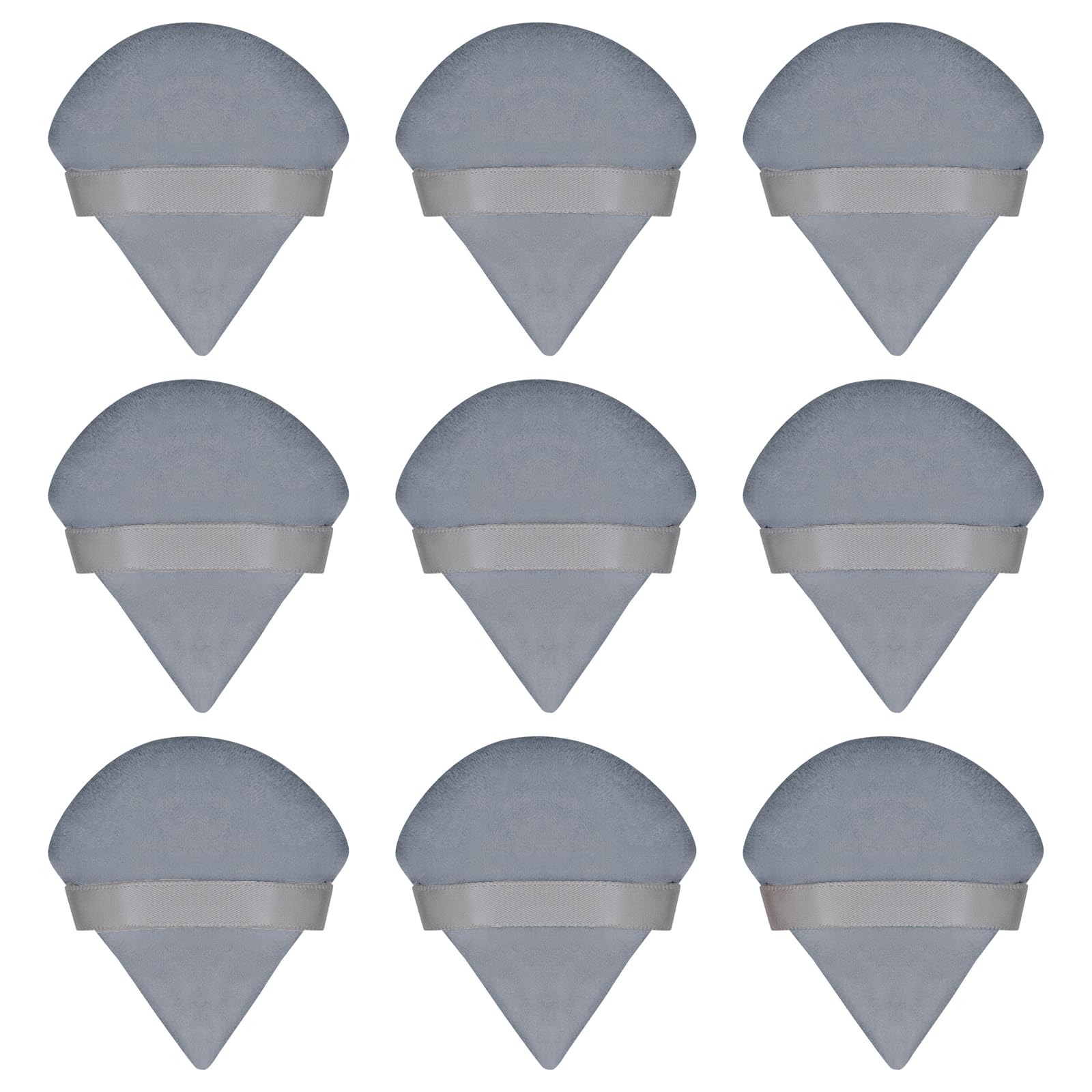 Flytianmy 9Pcs Triangle Powder Puffs, Face Makeup Puff for Body Loose Powder Beauty Makeup Tool Grey
