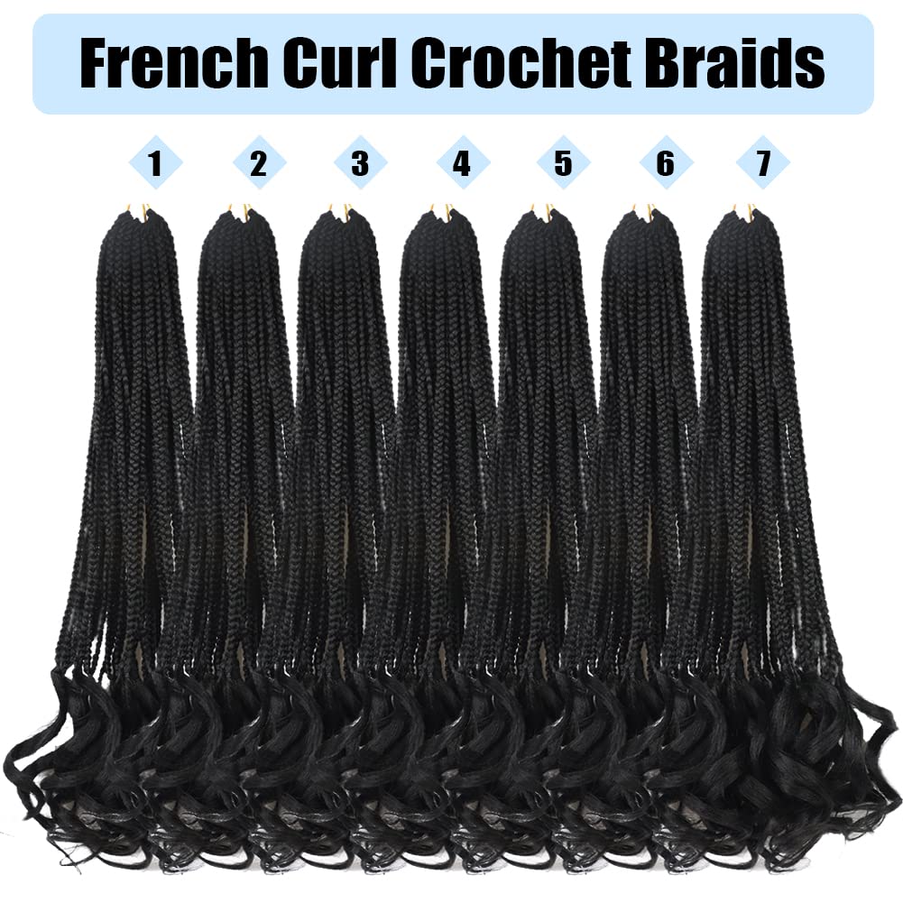 French Curly Crochet Hair For Black Women Goddess Box Braids Crochet Hair 16 Inch 7 Packs French Curl Crochet Braids Luxury Brai