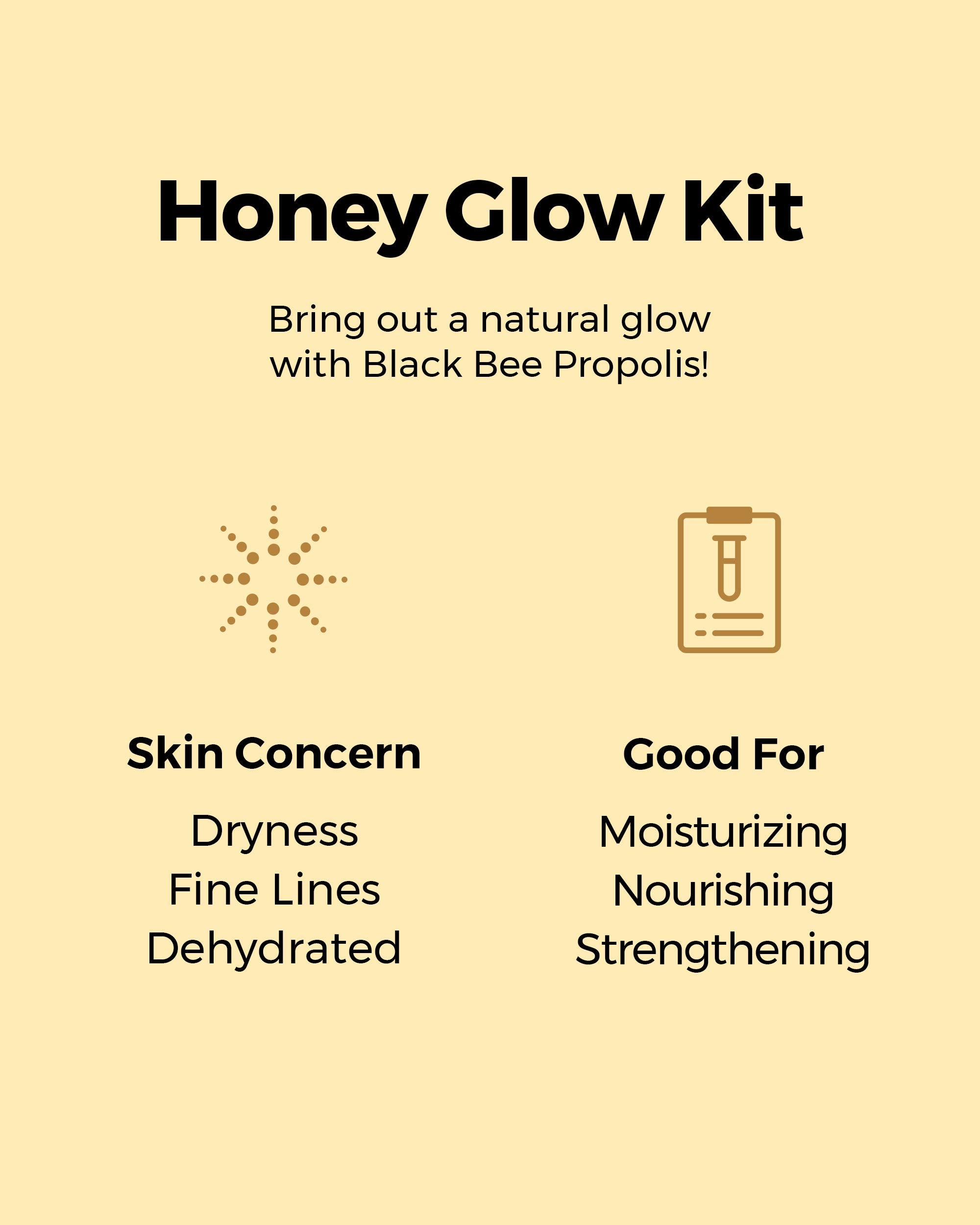 Cosrx Honey Glow Kit, Korean Skin Care Set With Propolis Facial Toner, Serum, & Cream, Mini Travel Essentials, Deep Moisture, Hy