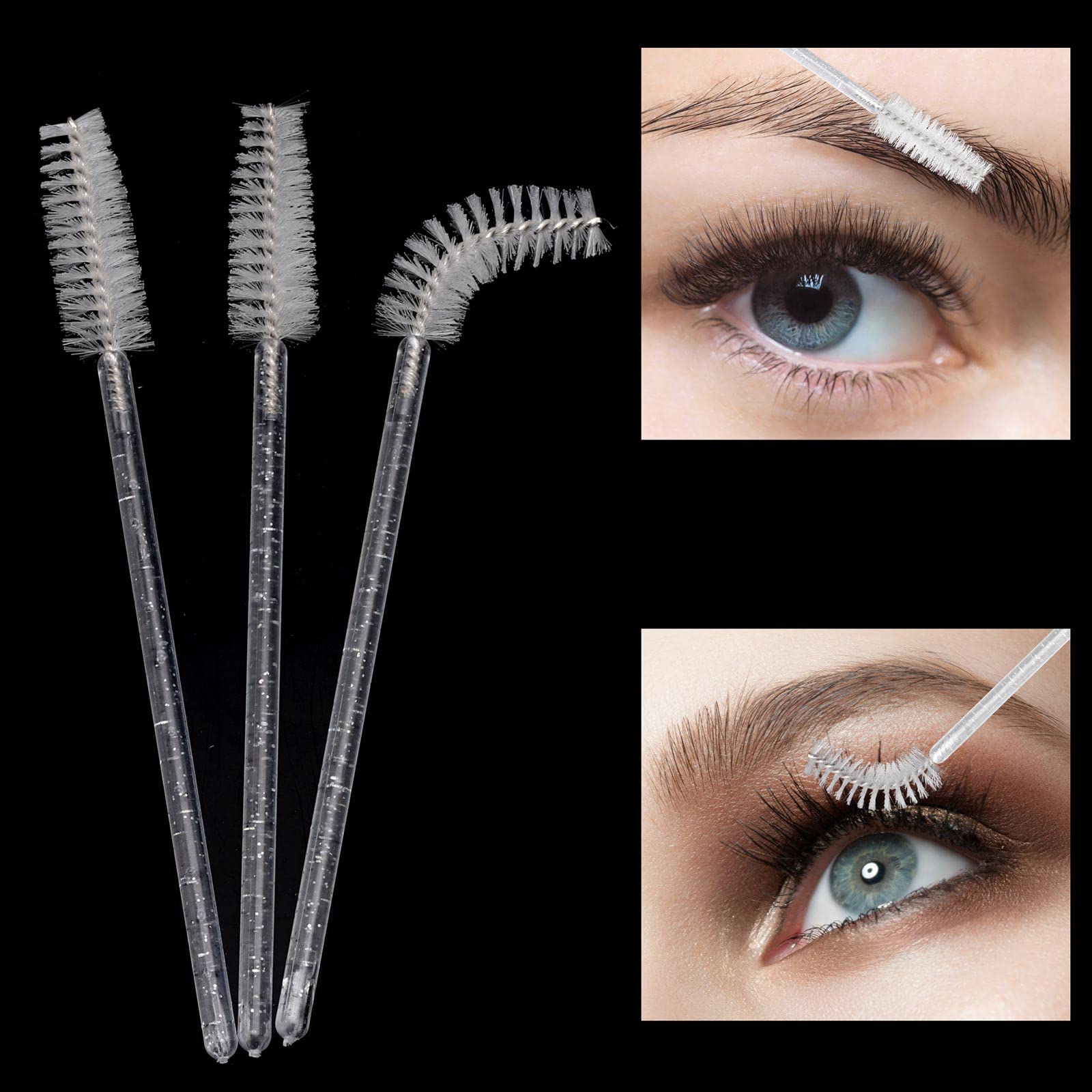 300 Pcs Disposable Mascara Wands, Crystal Spoolies Brush For Eyelash Extensions, Spooly Eyelash Eyebrow Brushes Lash Wand Applic