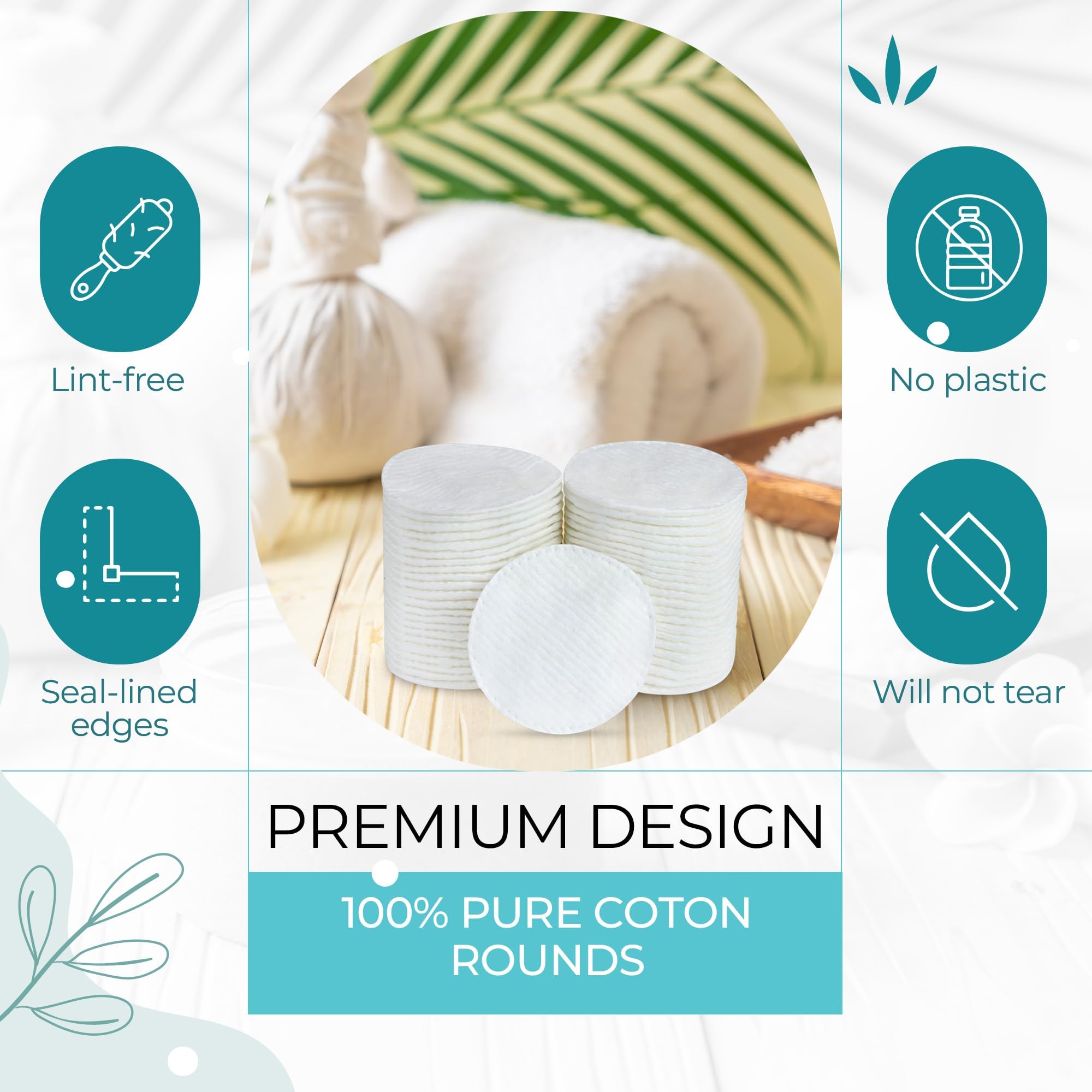 R-Neu Premium [Turkish] Cotton Rounds, 800 Count, Stitched, Waffle Textured, 100% Pure & Natural Cotton Pads For Face, Hypoaller