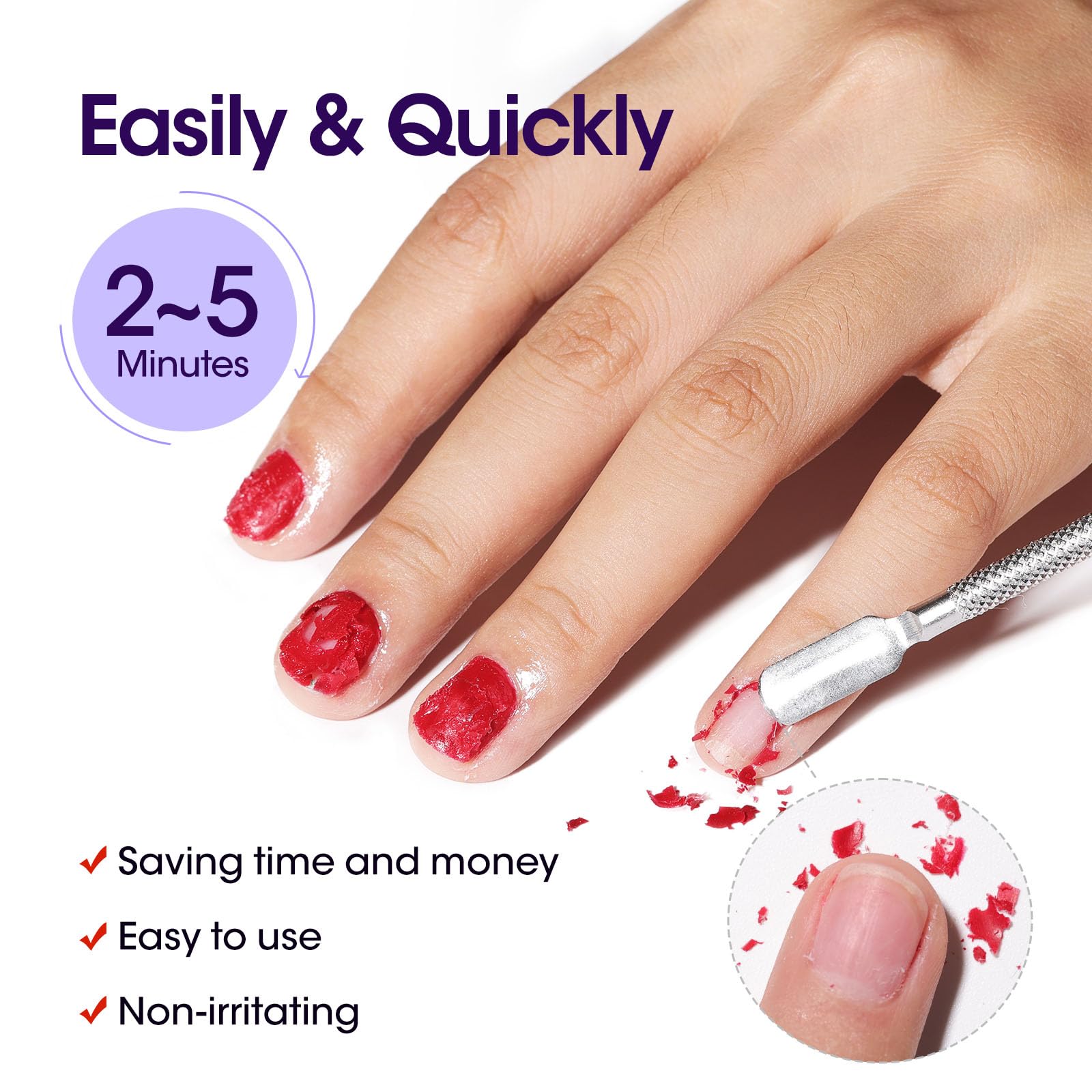 Gellen Gel Nail Polish Remover, 1Pc Gel Polish Remover For Nails, Quick & Easy Nail Gel Remover In 2-5 Minutes, No Need Soaking