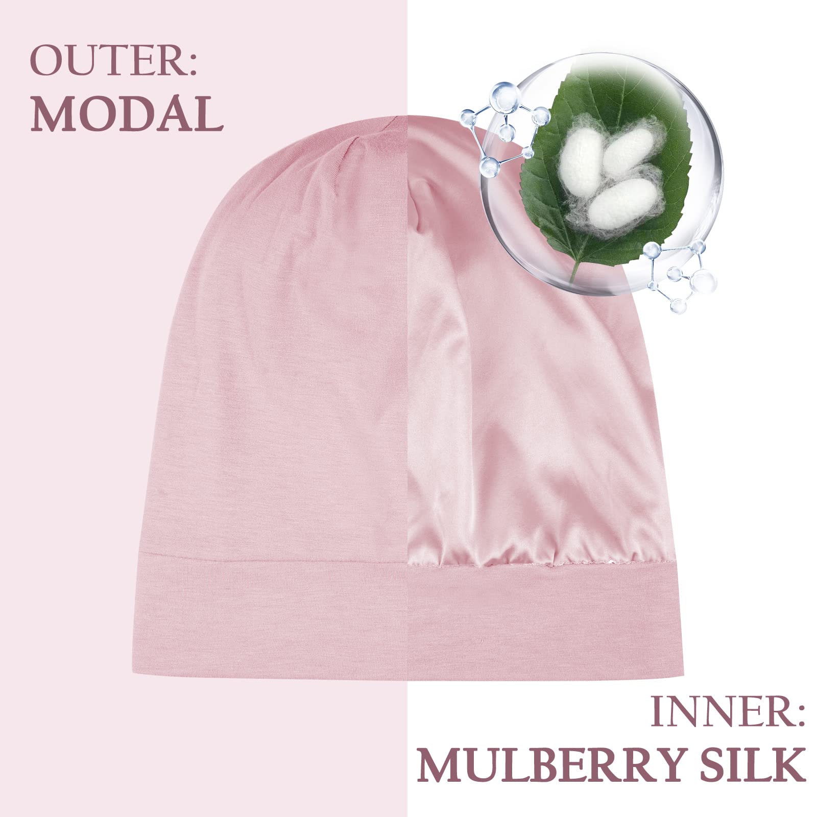 OLESILK 100% Mulberry Silk Bonnet for Sleeping Women, Silk Hair Wrap for Sleeping, Silk Sleep Bonnet for Women&Men, Real Silk, N