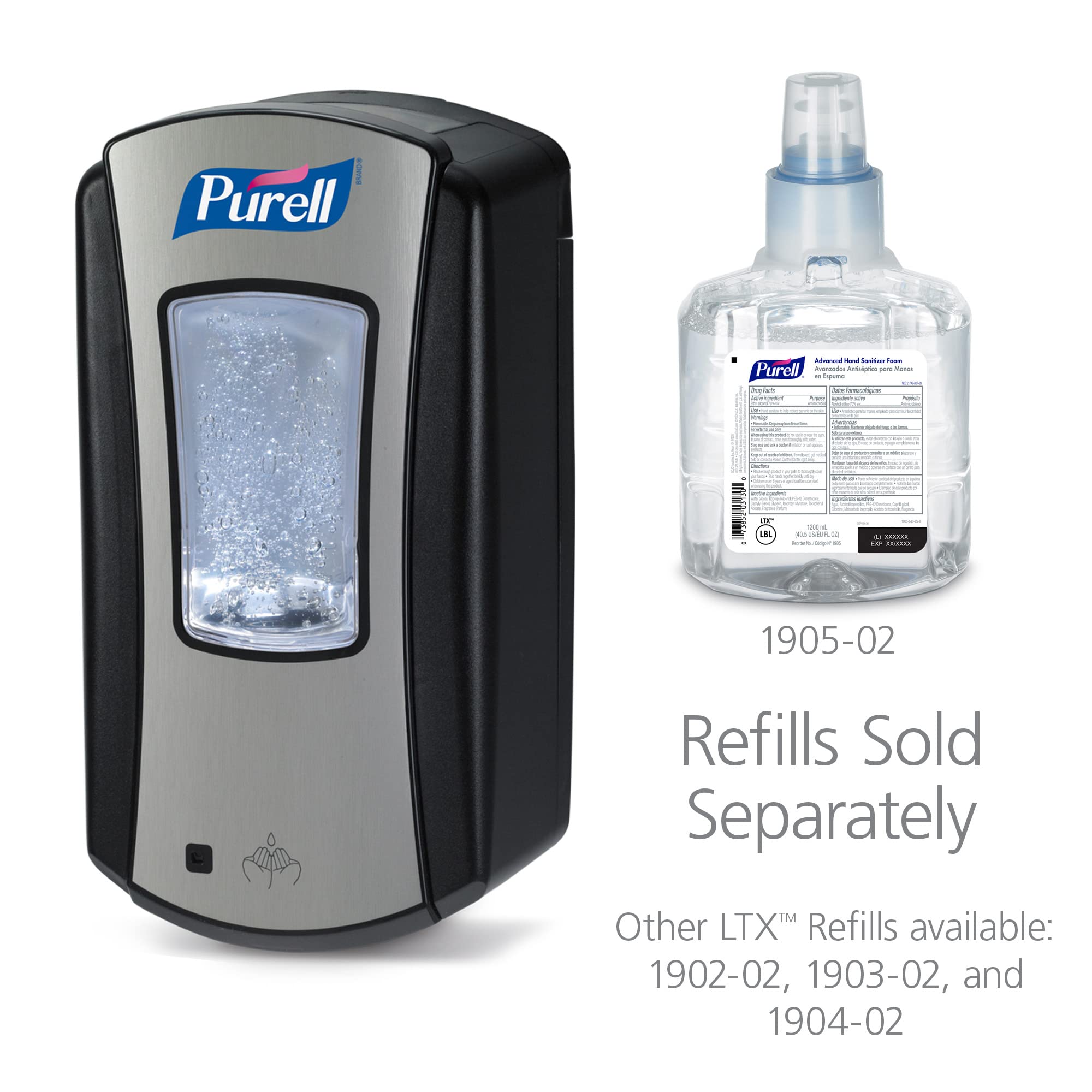 Purell Ltx-12 Touch-Free Hand Sanitizer Dispenser, Chrome/Black, For 1200 Ml Purell Ltx-12 Hand Sanitizer Refills (Pack Of 1) -