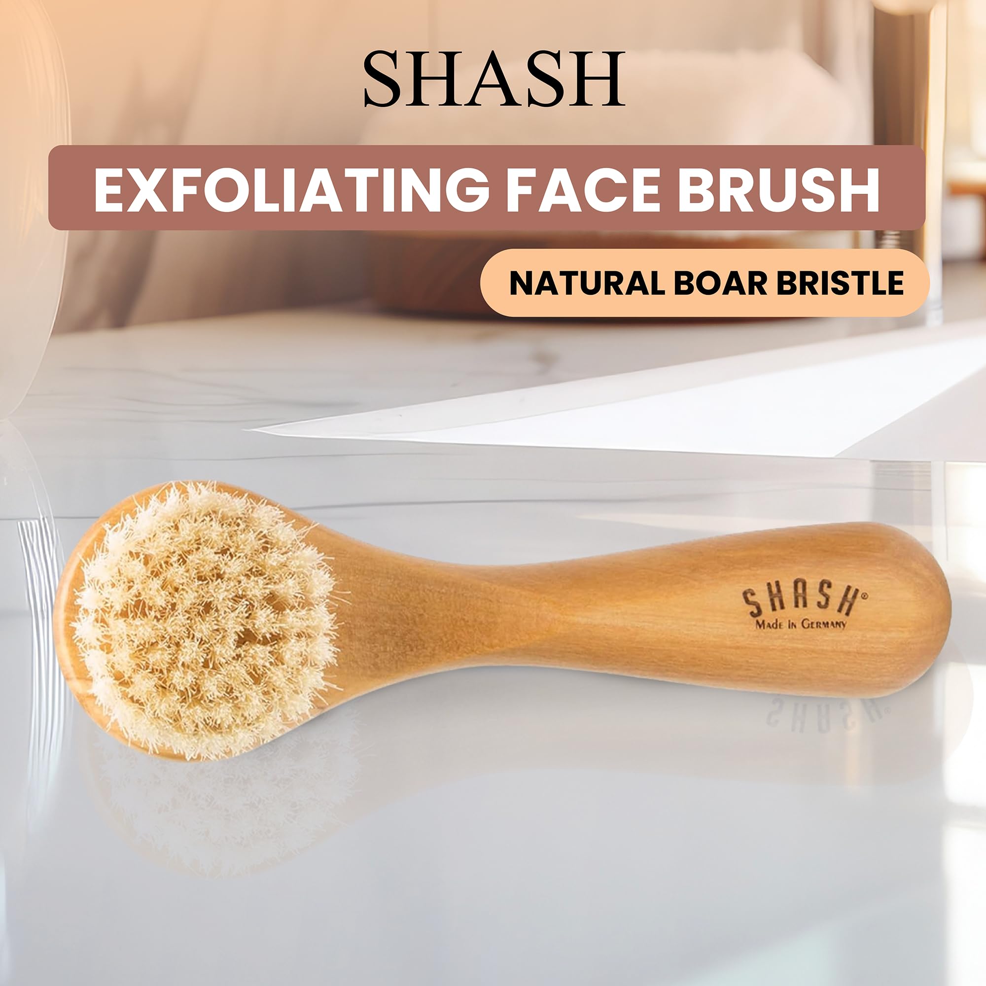 Since 1869 Hand Made In Germany - Sustainable Exfoliating Face Brush, Scrub Cleansing Brush, Exfoliates Skin To Help Reduce Flak