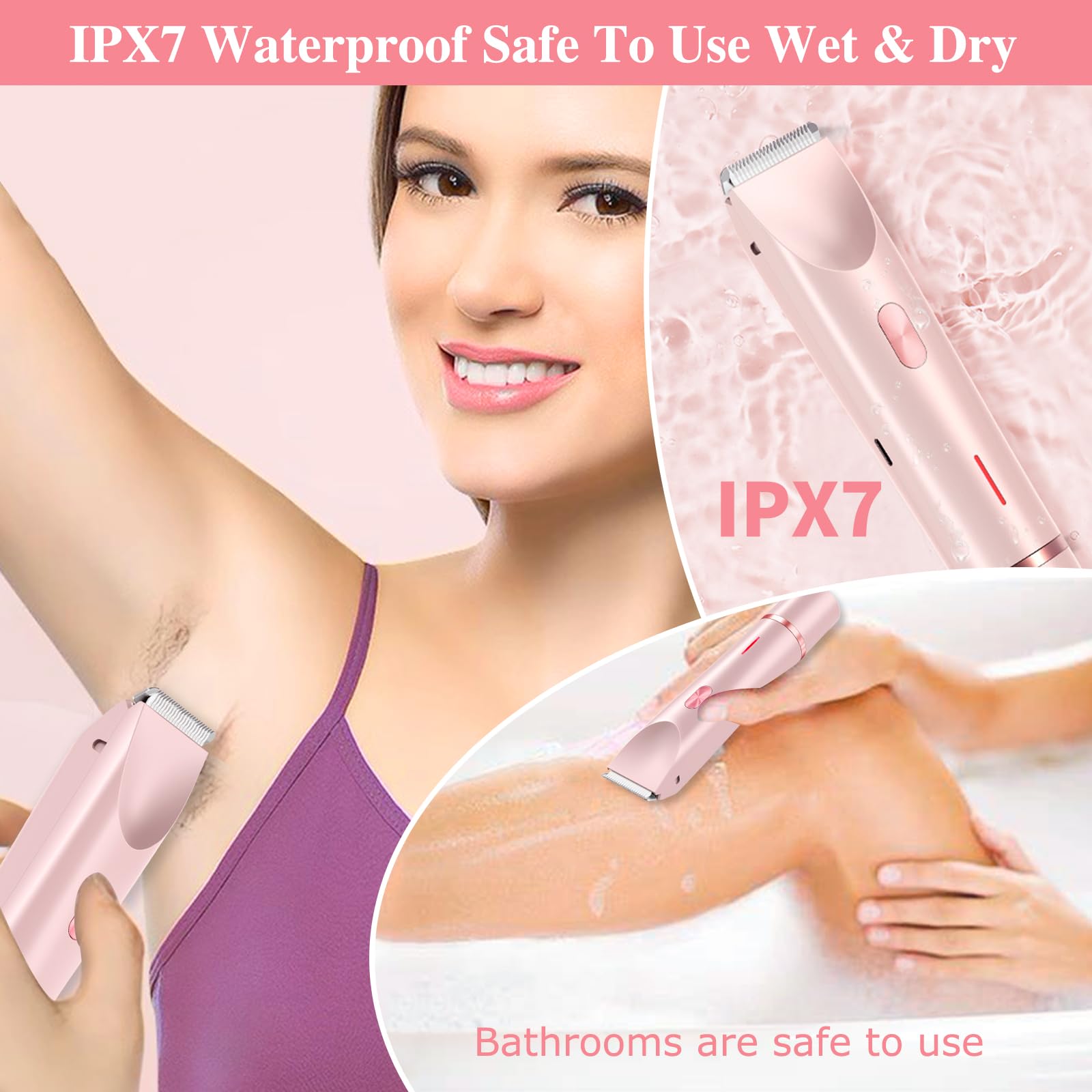 Riyuetan Bikini Trimmer For Women Electric Razors For Women, Double Head Dual Purpose Hair Trimmer Women Ipx7 Waterproof Wet & D