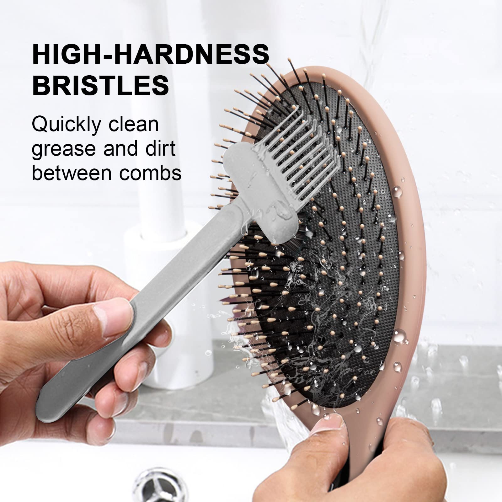 Rhos 2-In-1 Hair Brush Cleaning Tool - Comb And Brush Cleaner For Removing Hair, Dust From Home And Salon Use (1 Pack - Gray)