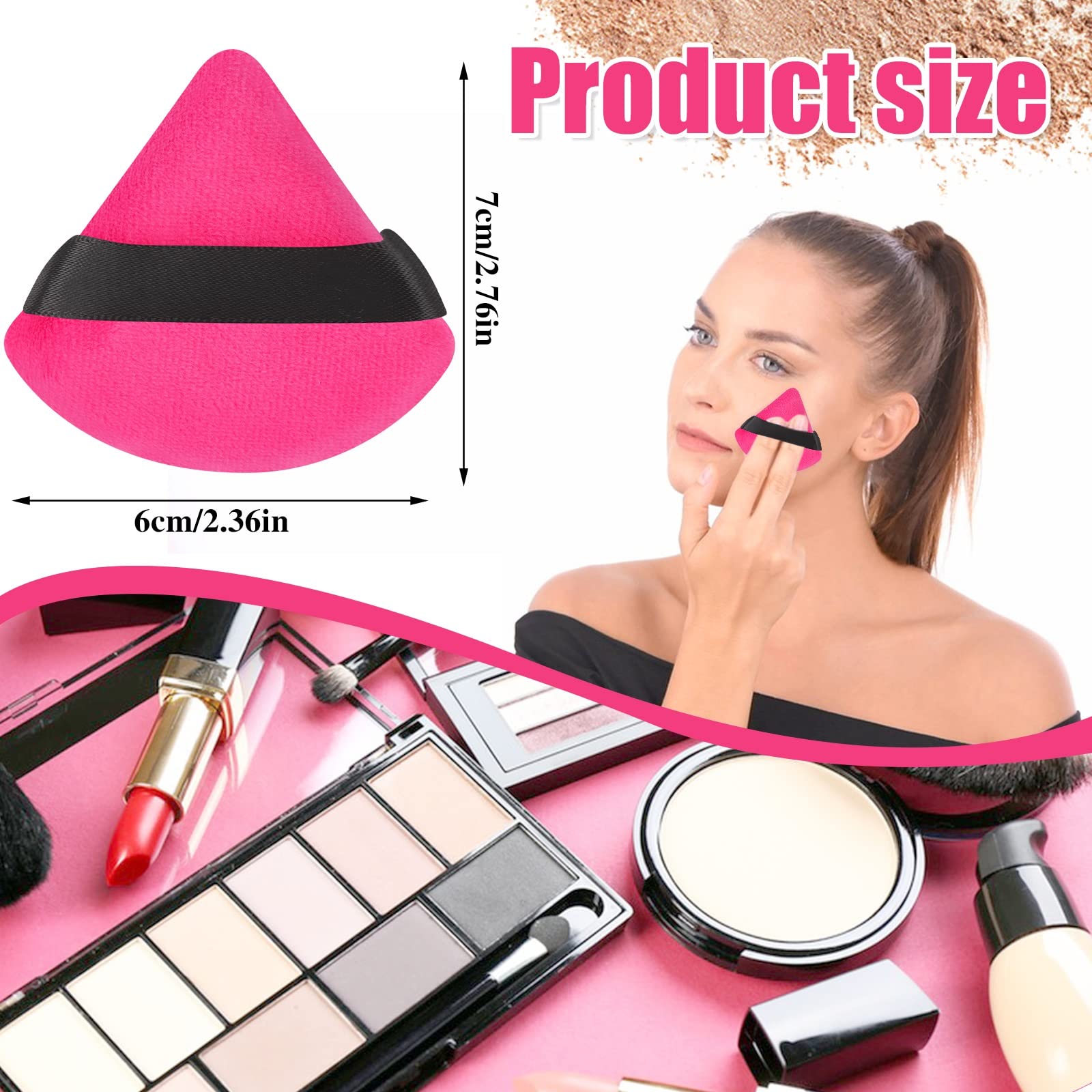 Pimoys 12 Pieces Powder Puff Soft Face Makeup Sponge Velour Triangle Powder Puffs For Loose Powder Cosmetic Foundation Sponge Be