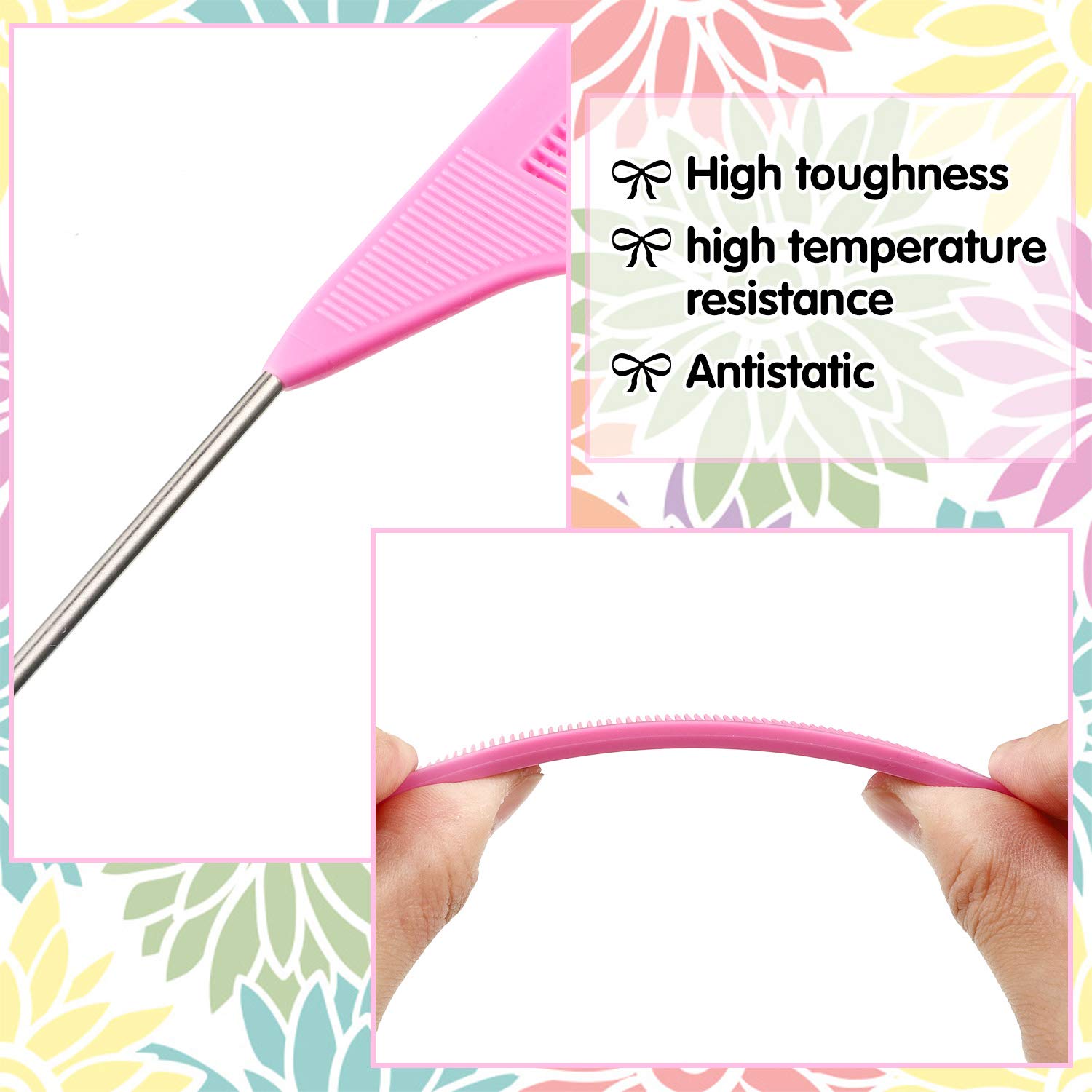 Patelai 12 Pcs Parting Comb For Braids, Hair Styling Hairdressing Hair Salon Home (Pink, Plastic, Hair Comb, General Public)