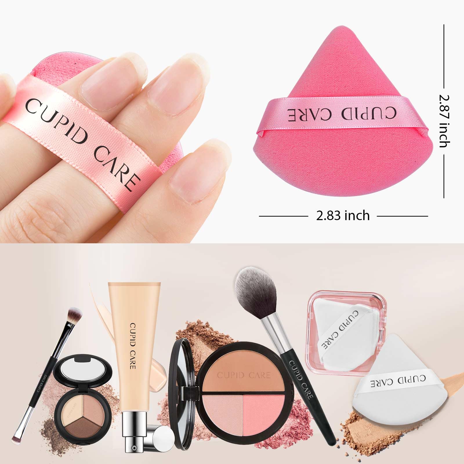 Cupid Care 6 Pcs Powder Puff With 2 Travel Cases, Setting Powder Puffs For Face Powder And Foundation, Velour Makeup Puff For Lo