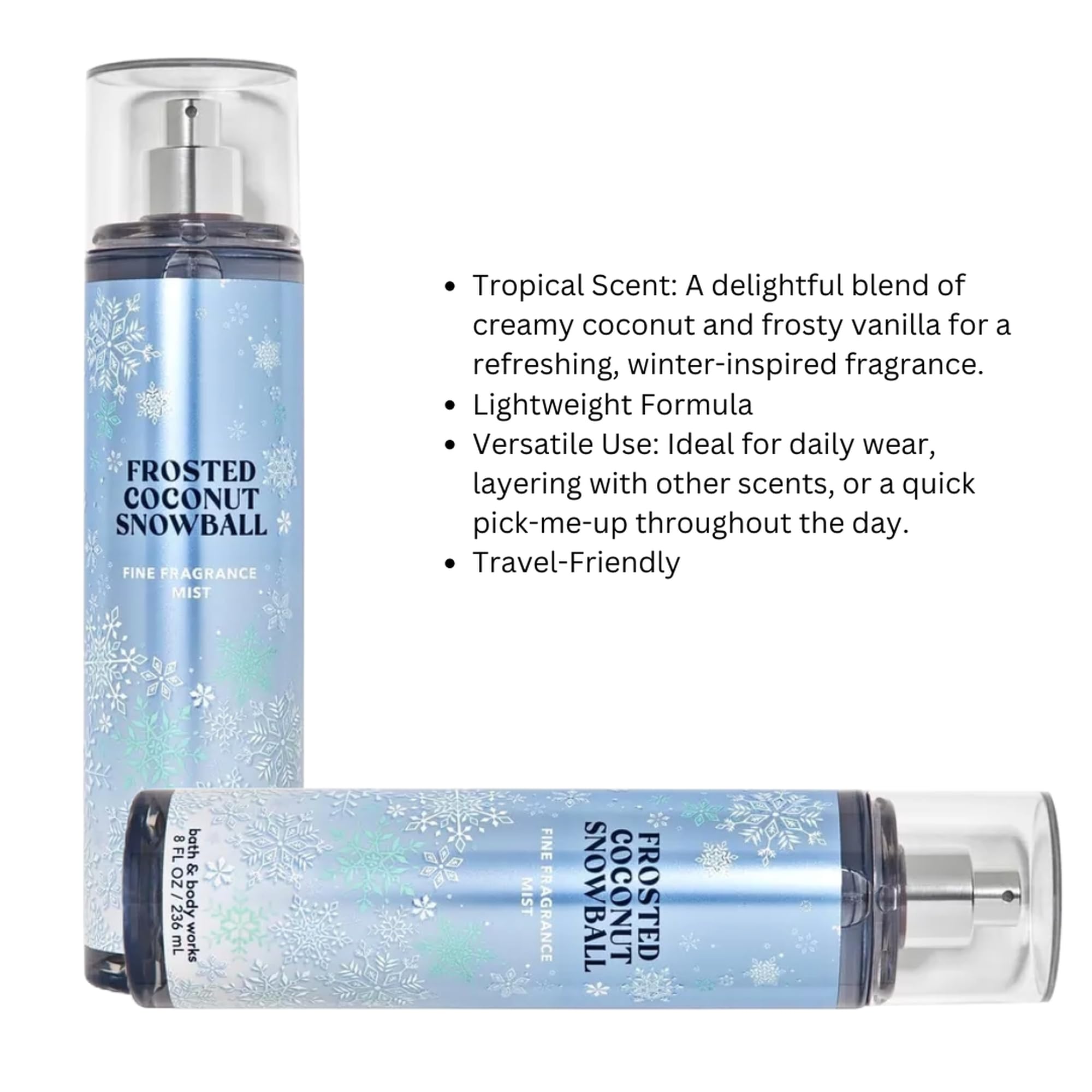Bath And Body Works Holiday Traditions Frosted Coconut Snowball Body Mist. 8 Oz