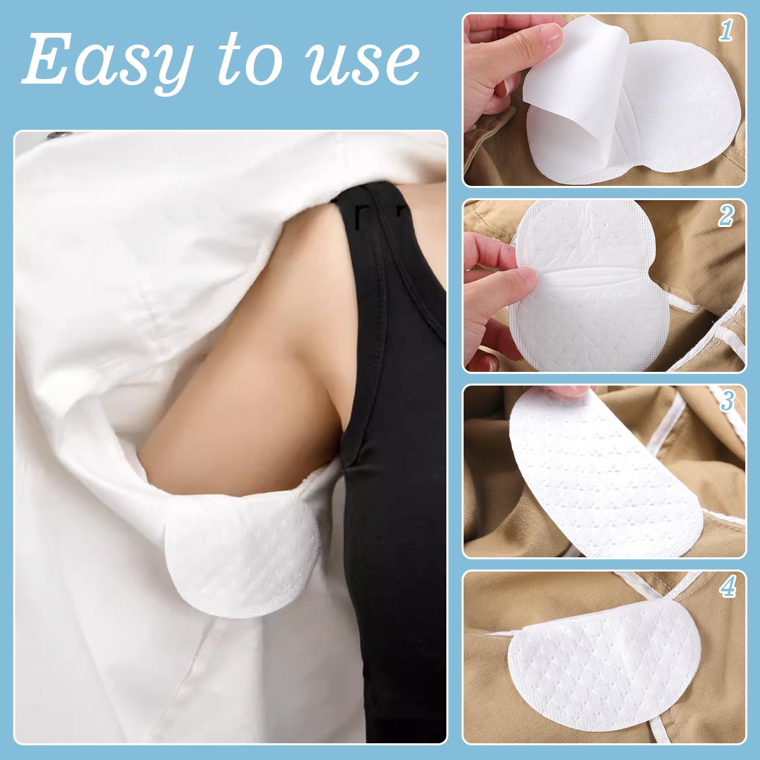 100 Pcs Underarm Sweat Pads, Armpit Sweat Pads For Women And Men, Disposable Underarm Shields Pads For Clothing Sweating Comfort