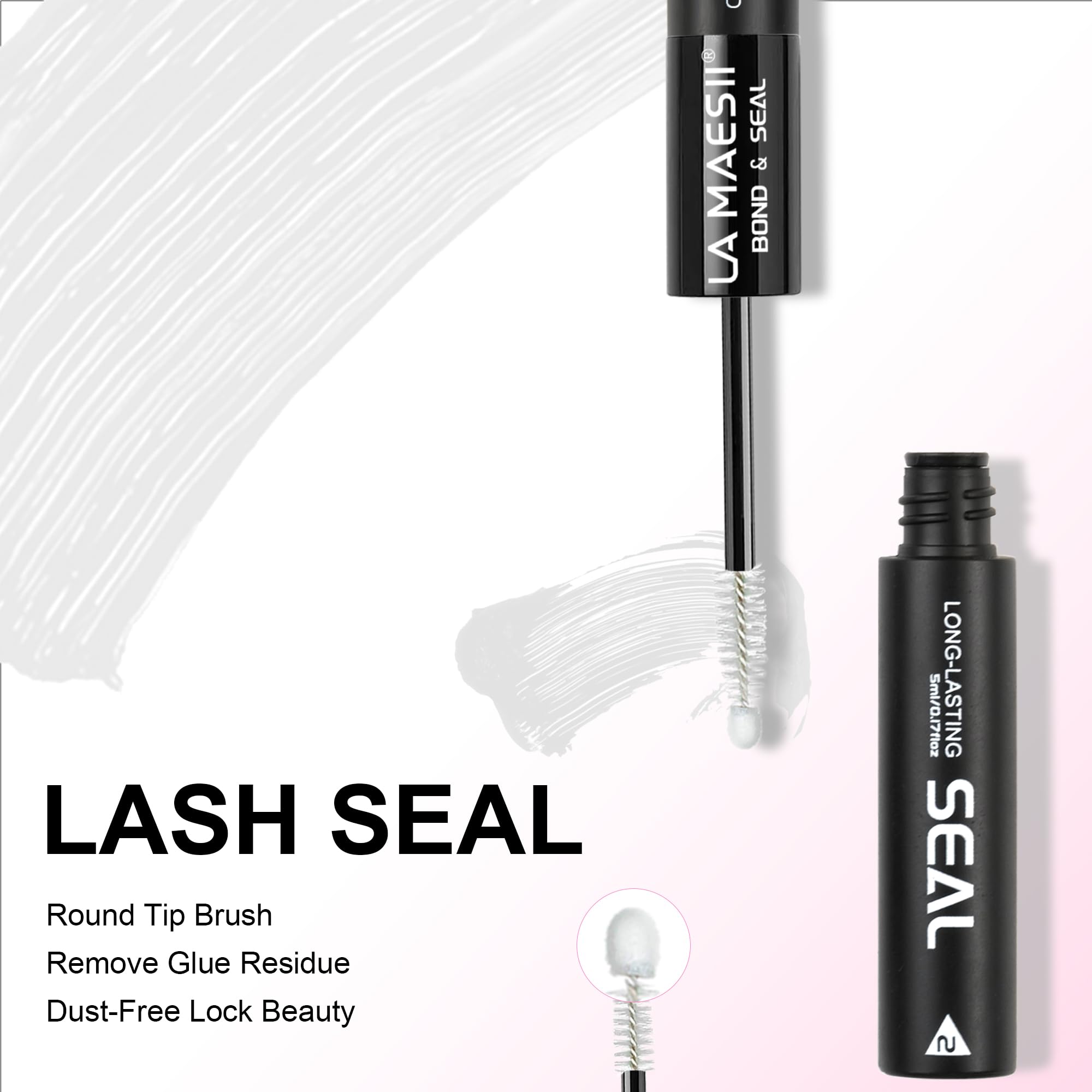 LA MAESII Waterproof Lash Cluster Glue - Long-Lasting 72H Bond & Seal, Black, Latex Free, 10ml for Eyelash Clusters