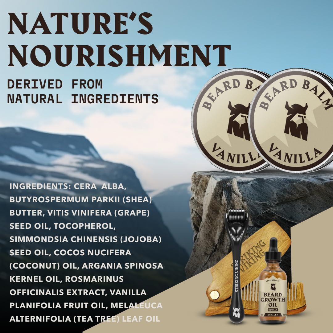 Striking Viking Beard Balm For Men - Leave In Beard Conditioner Scented Beard Styling Balm Beard Softener Butter Men - Jojoba Be