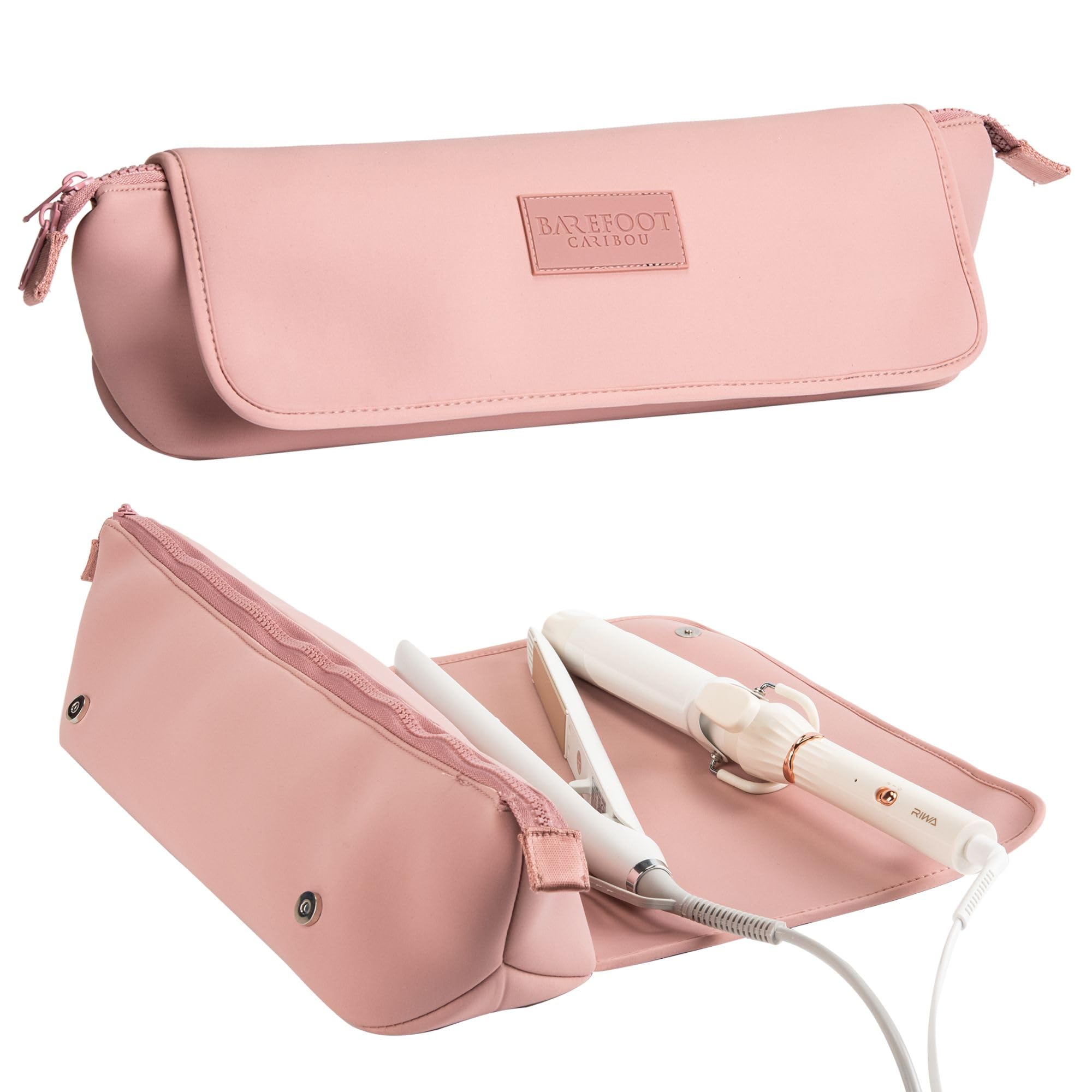 BAREFOOT CARIBOU Hair Tools Travel Bag and Heat Resistant Mat for Flat Irons, Straighteners, Curling Iron, and Haircare Accessor