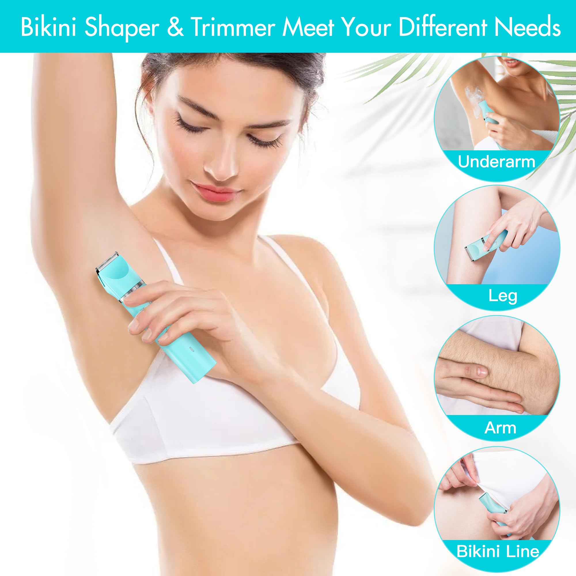 Sanyune Bikini Trimmer For Women, 2 In 1 Electric Women Pubic Hair Trimmer, Portable Ladies Shaver With 2 Trimmer Heads Waterpro