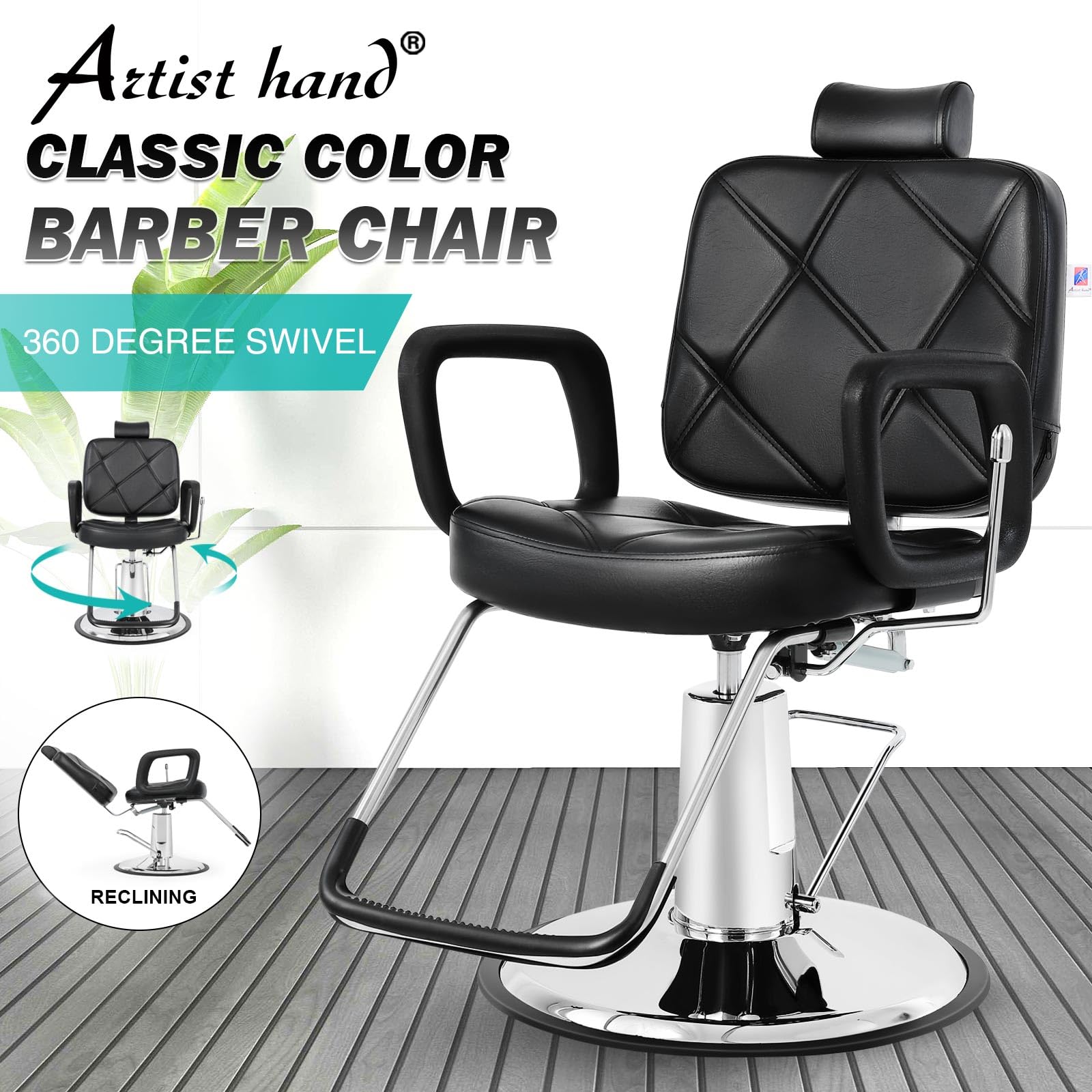 Artist Hand Hydraulic Recline Barber Chair Salon Chair For Hair Stylist Heavy Duty Tattoo Chair Shampoo Beauty Salon Equipment L