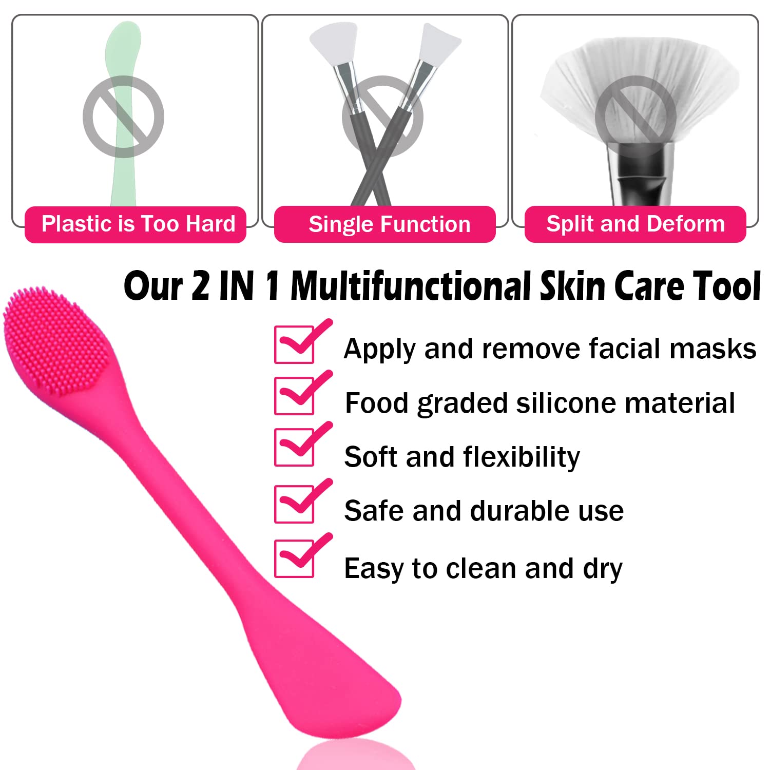 Rampula Silicone Facial Cleansing Brush Pores Cleaner,Remove Blackhead,Remove Acne,Face Massager,Applicator,Spatula,Mud Mask,Diy
