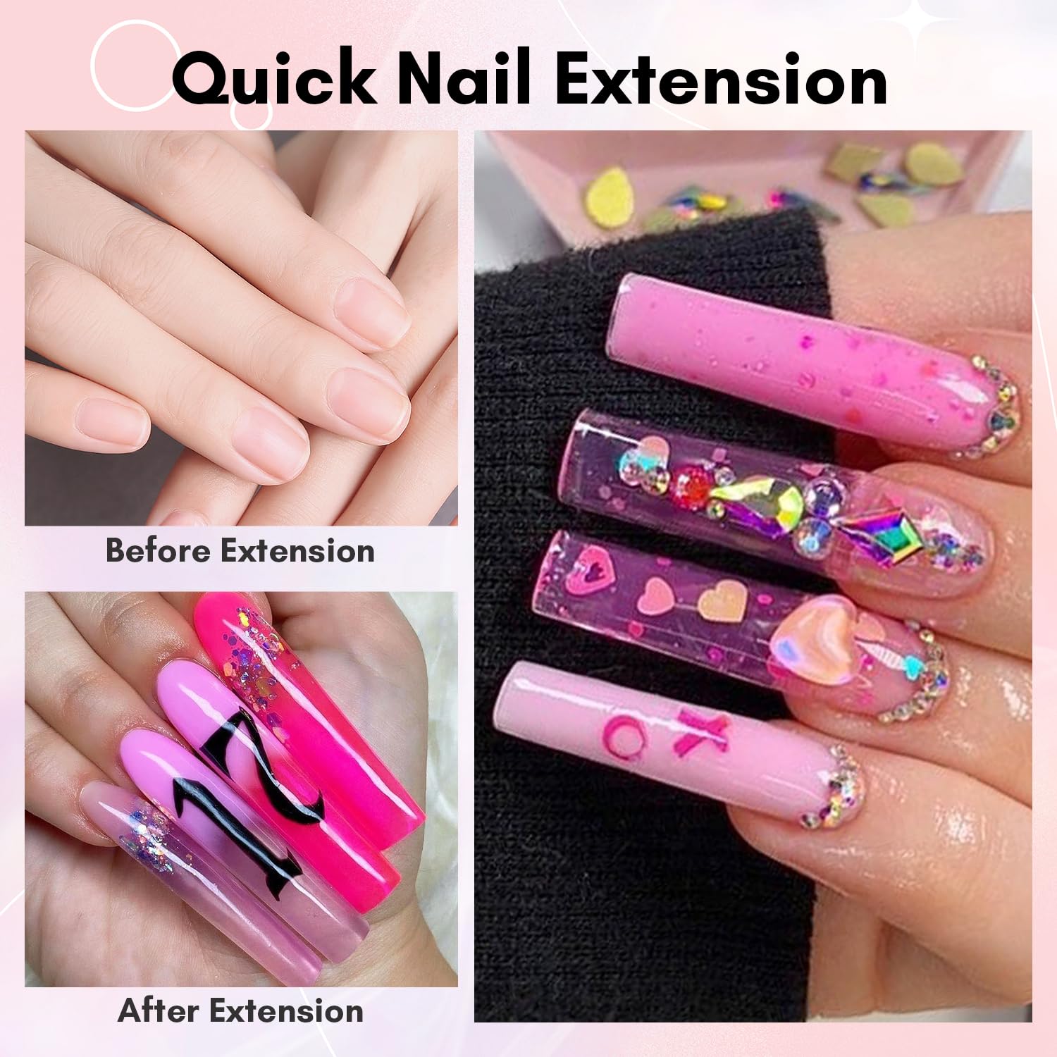 Makartt Poly Nail Gel-50Ml Sheer Pink Gel Builder For Crystal Pink Color Nail Extension Strengthener Gel 3D Diy Hard Gel Manicur