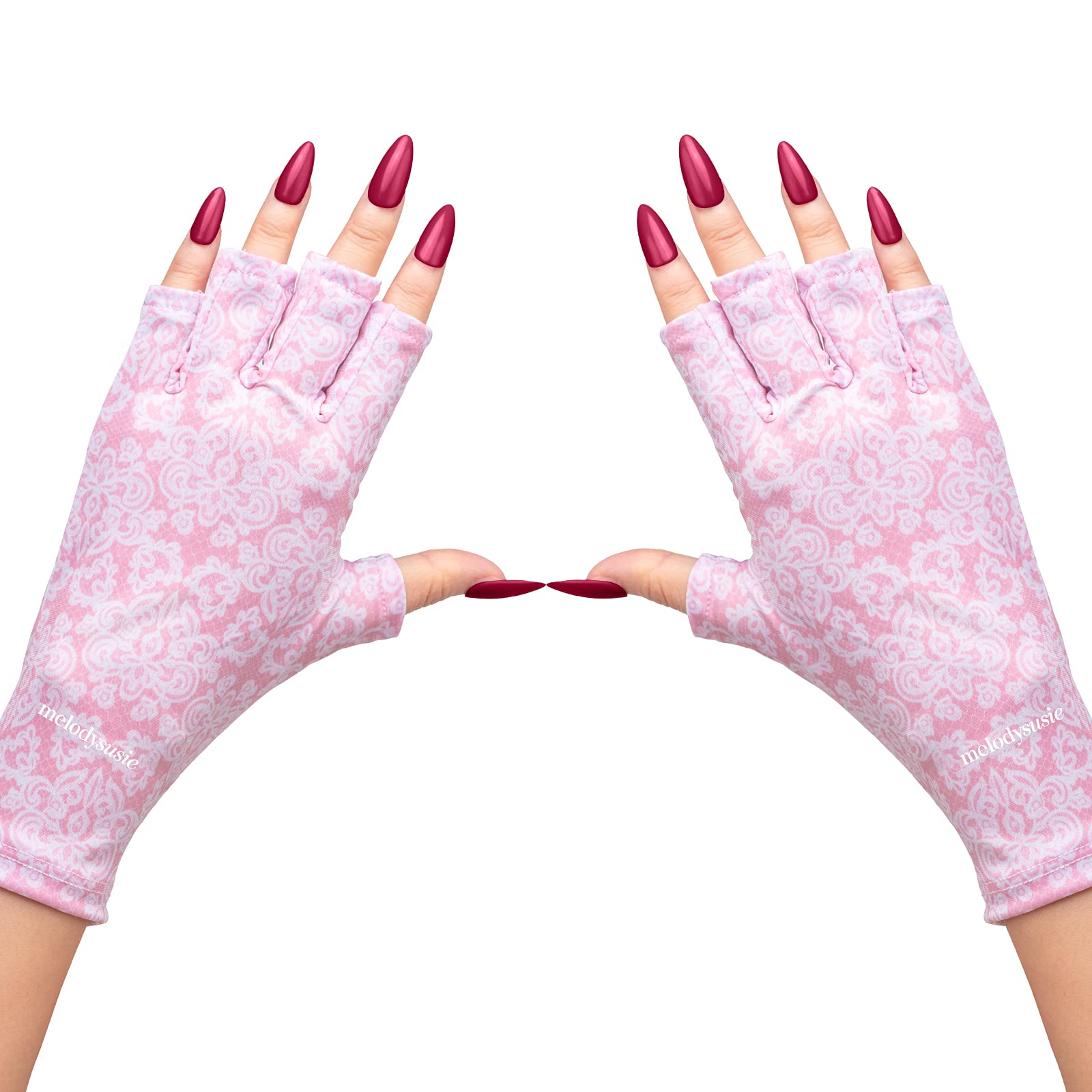 MelodySusie UV Gloves for Nails, UV Lamp Gloves for Manicures Protection, Pink of Love Gel Manicure Gloves, Nail Art Skin Care F