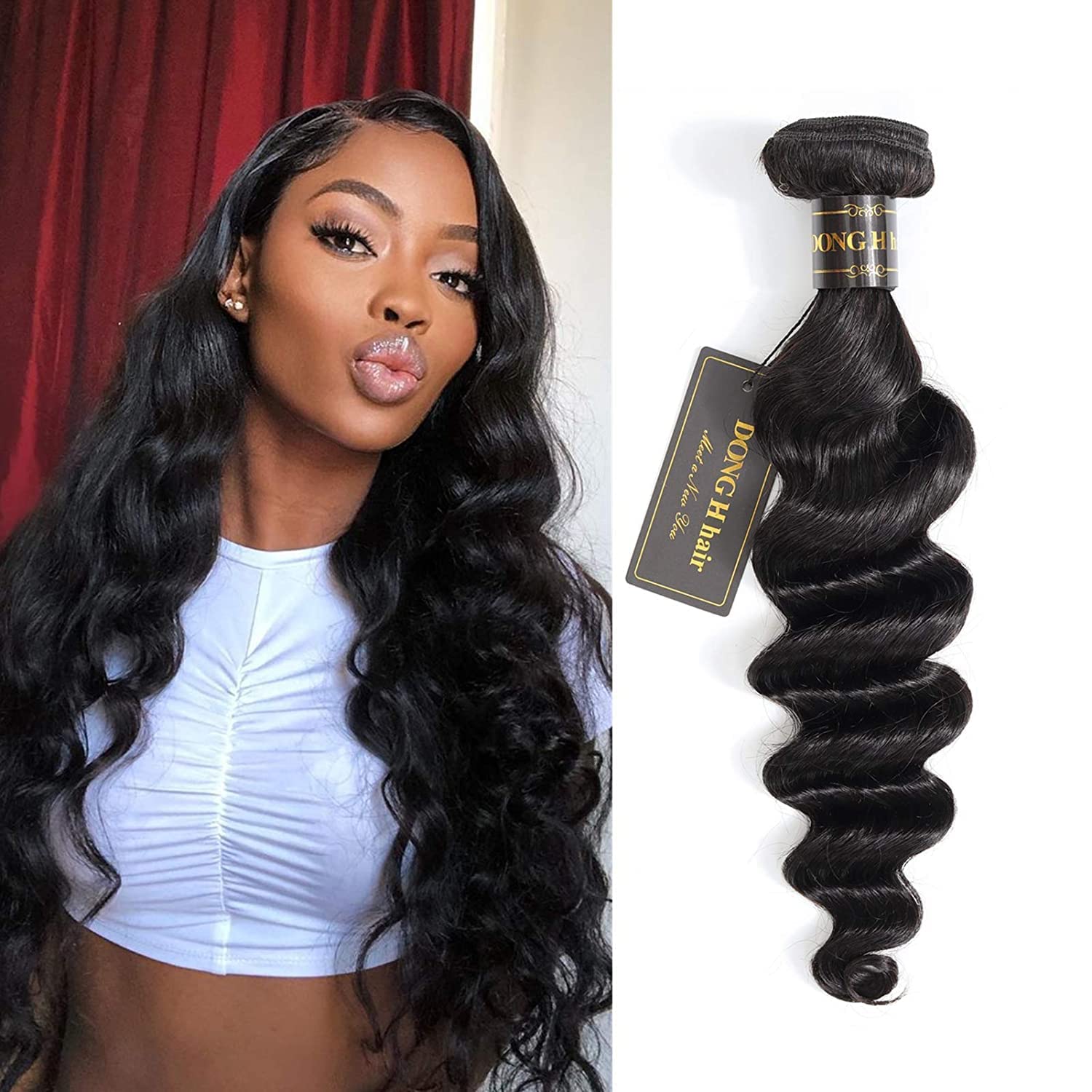 DONG H hair Peruvian Loose Deep Wave Human Hair Bundles, 9A 100% Unprocessed Virgin Human Hair 26 inch Single Bundles Loose Deep
