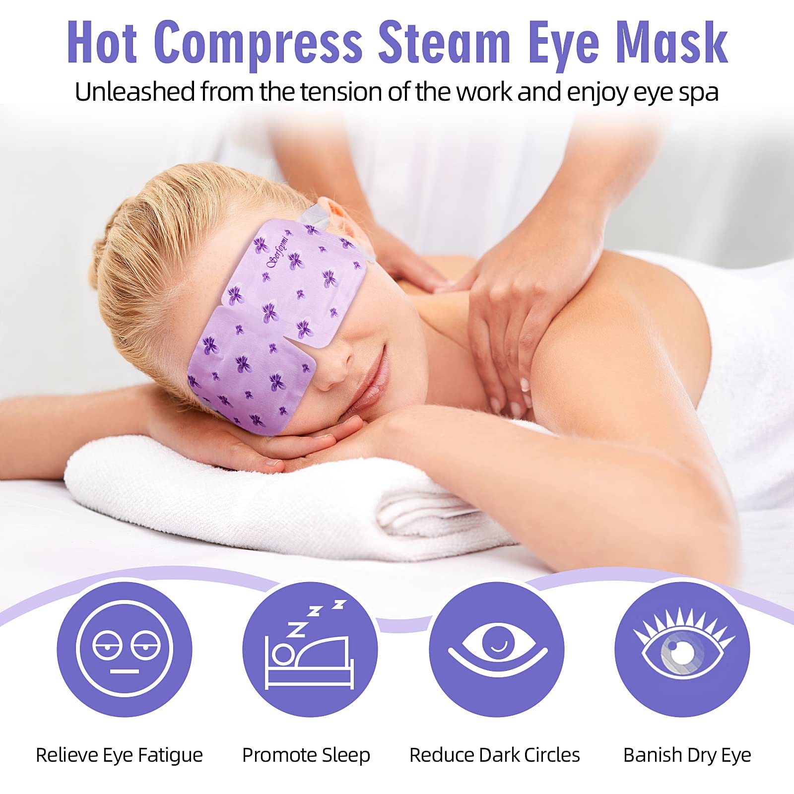Serfeymi 16 Packs Steam Eye Masks,Disposable Self Heated Warm Spa Moist Eye Mask Compress Pad For Sleeping,Eye Fatigue Relief,Ch