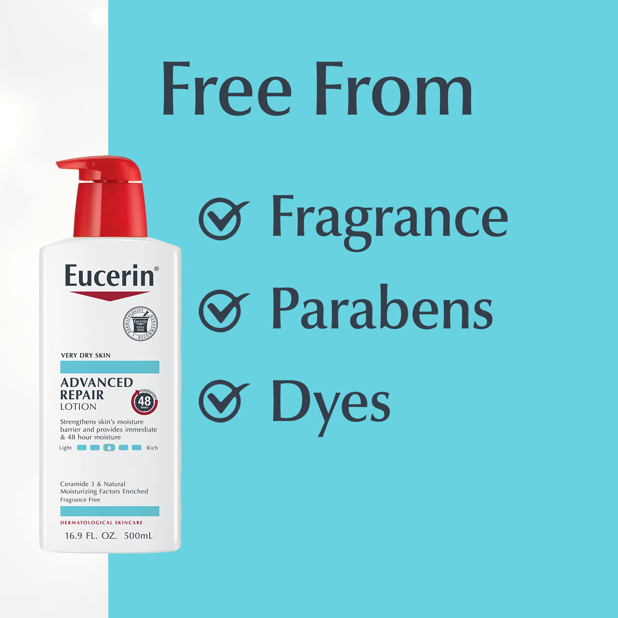 Eucerin Skin Care Set, Advanced Repair Unscented Body Lotion For Dry Skin, 16.9 Fl Oz Bottle + Advanced Cleansing Body And Face