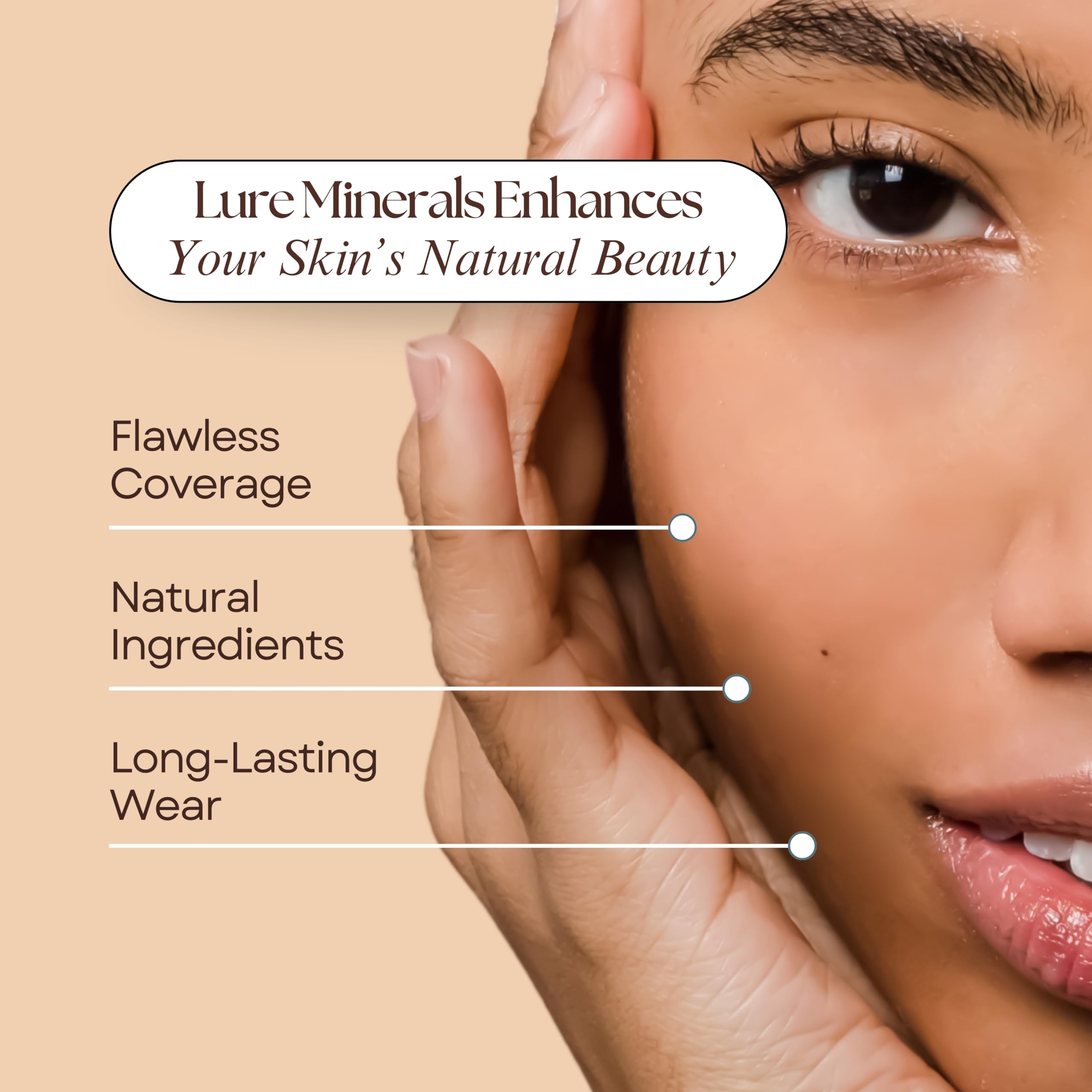 Lure Minerals Mineral Foundation Loose Powder - 8G, Mineral Makeup Face Powder Foundation (Beige Medium - Luminous)