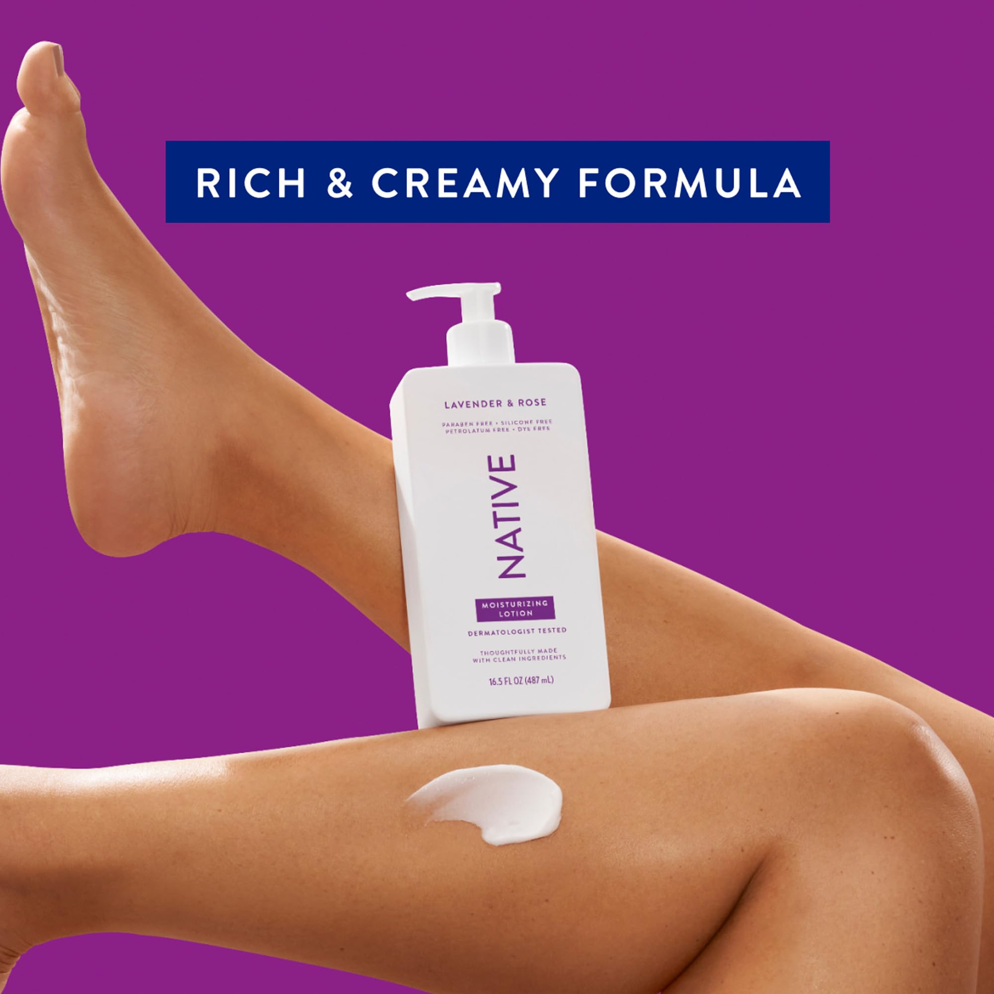 Native Body Lotion Contains Naturally Derived Plant-Based Moisturizers For Women And Men | Restores Dry Skin, Lavender & Rose, 1