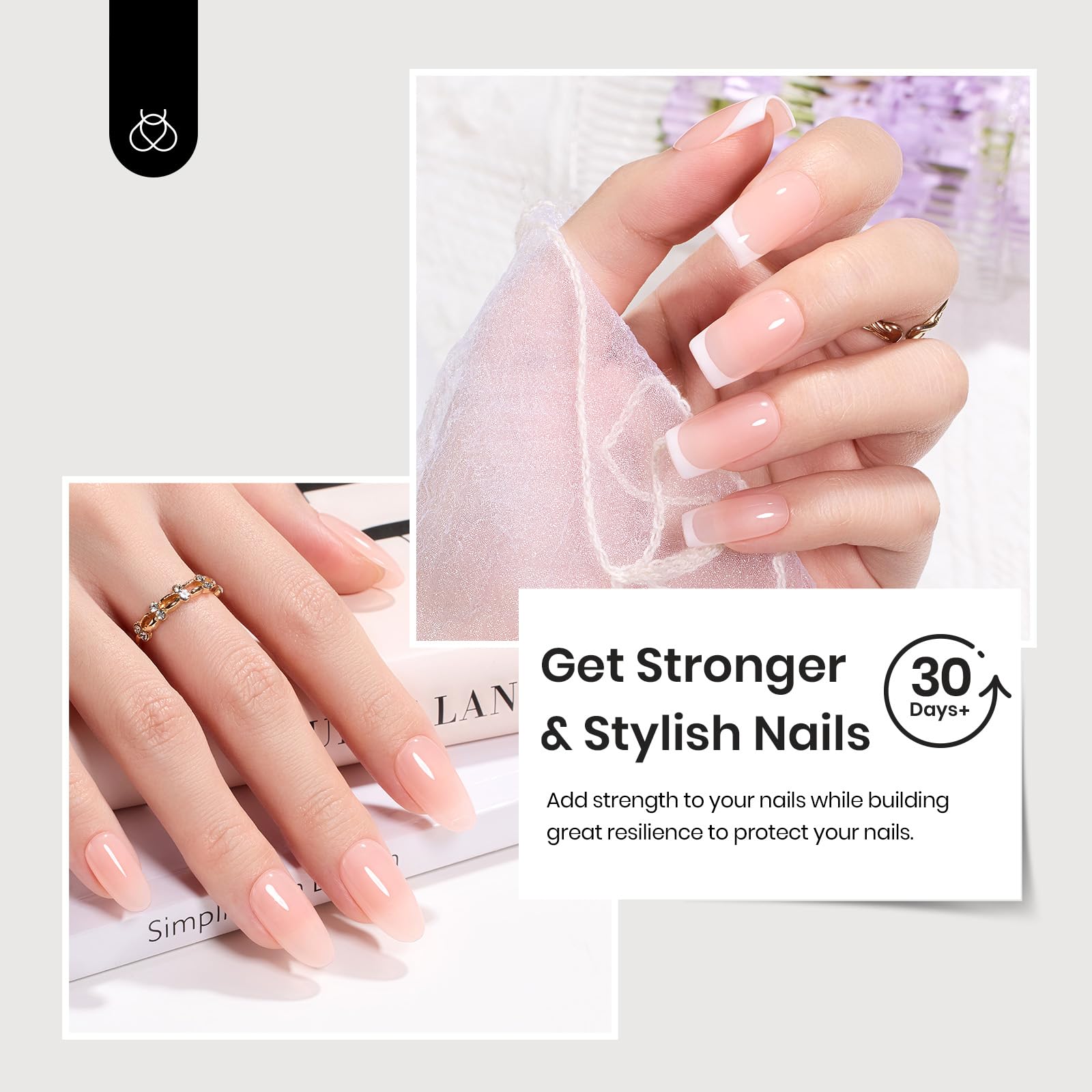 Beetles Builder Gel 2Pcs Clear Builder Gel For Nails 7 In 1 15Ml Nail Thickening Set With Liner Brush Extension Nail Gel For Nai