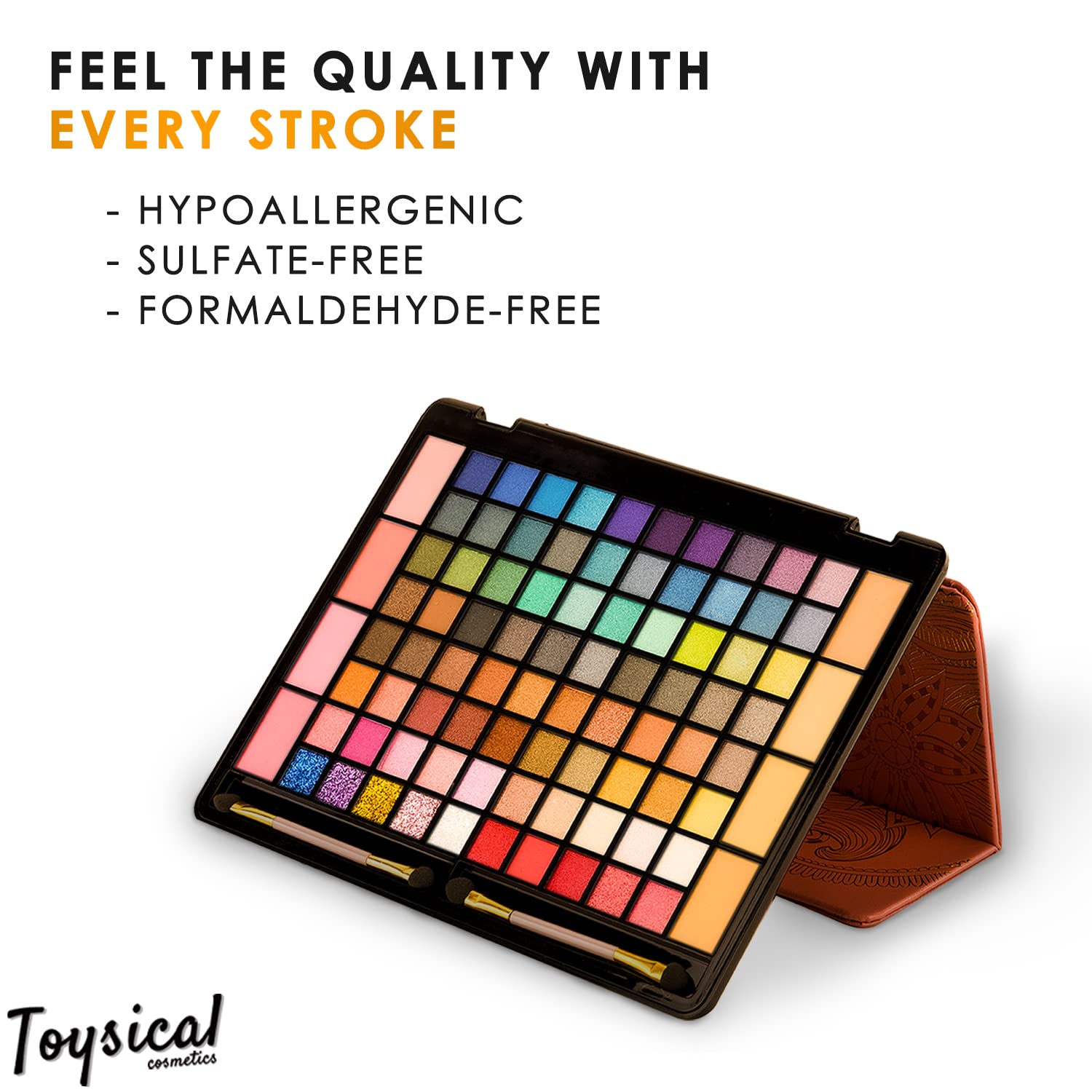 Toysical All In One Makeup Kit In Leather Case - Eye Shadow Palette Makeup For Girls, Teens And Women, Highly Pigmented - 88 Col