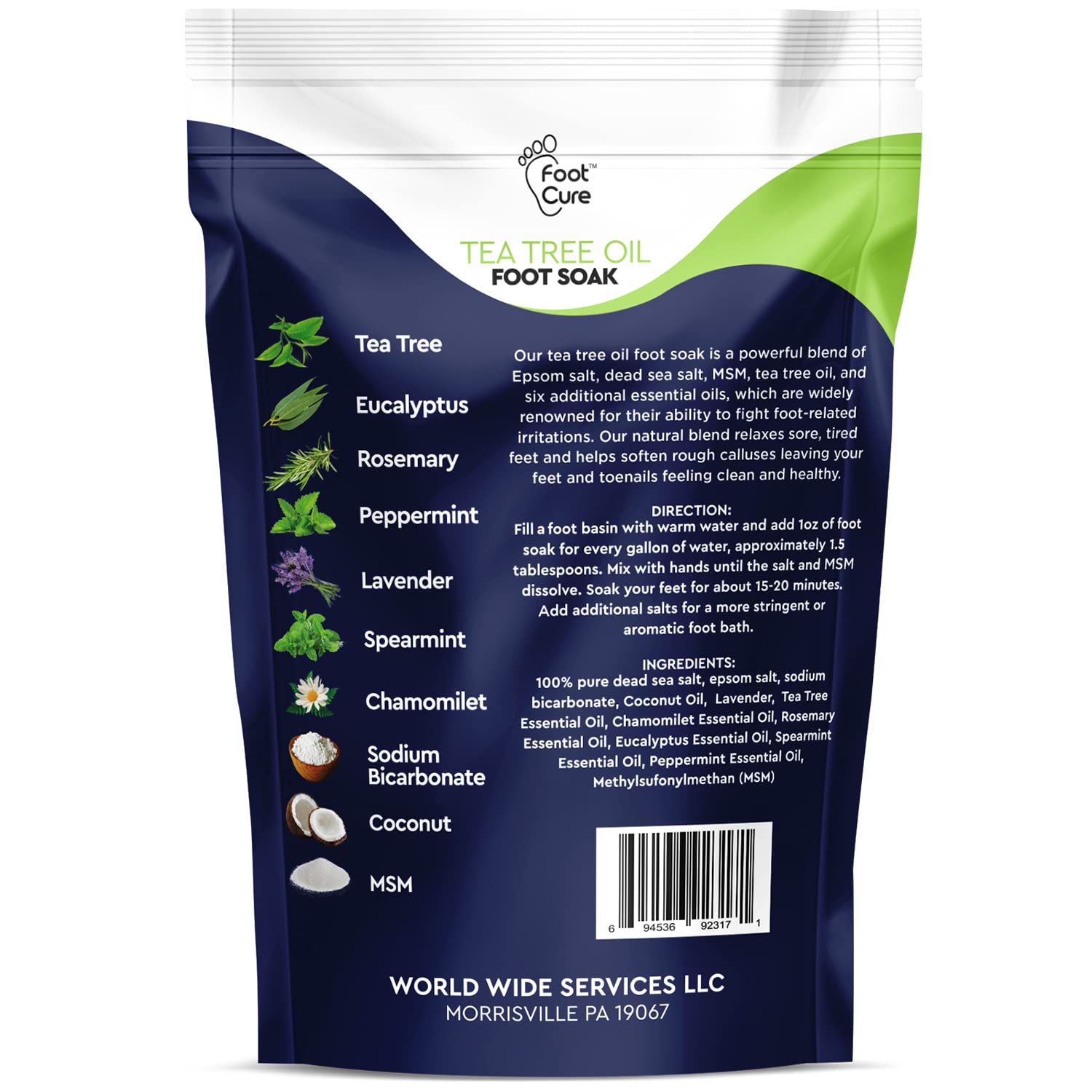 Tea Tree Oil Foot Soak With Epsom Salt - For Toenail Repair, Athletes Foot, Softens Calluses, Soothes Sore & Tired Feet, Nail Di