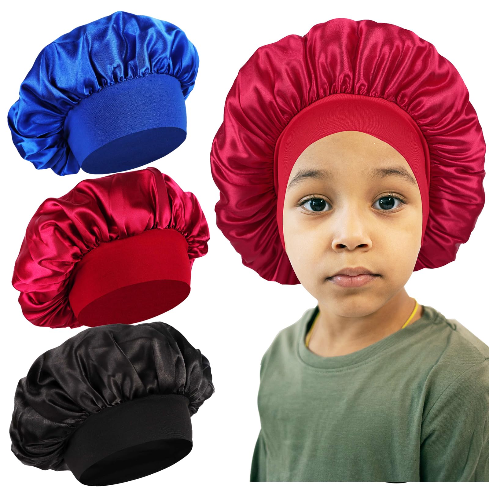 3 PCS Kids Bonnets for Girls,Bonnet for Kids,Silk Bonnet for Sleeping Kids,Toddler Bonnet,Small Bonnet