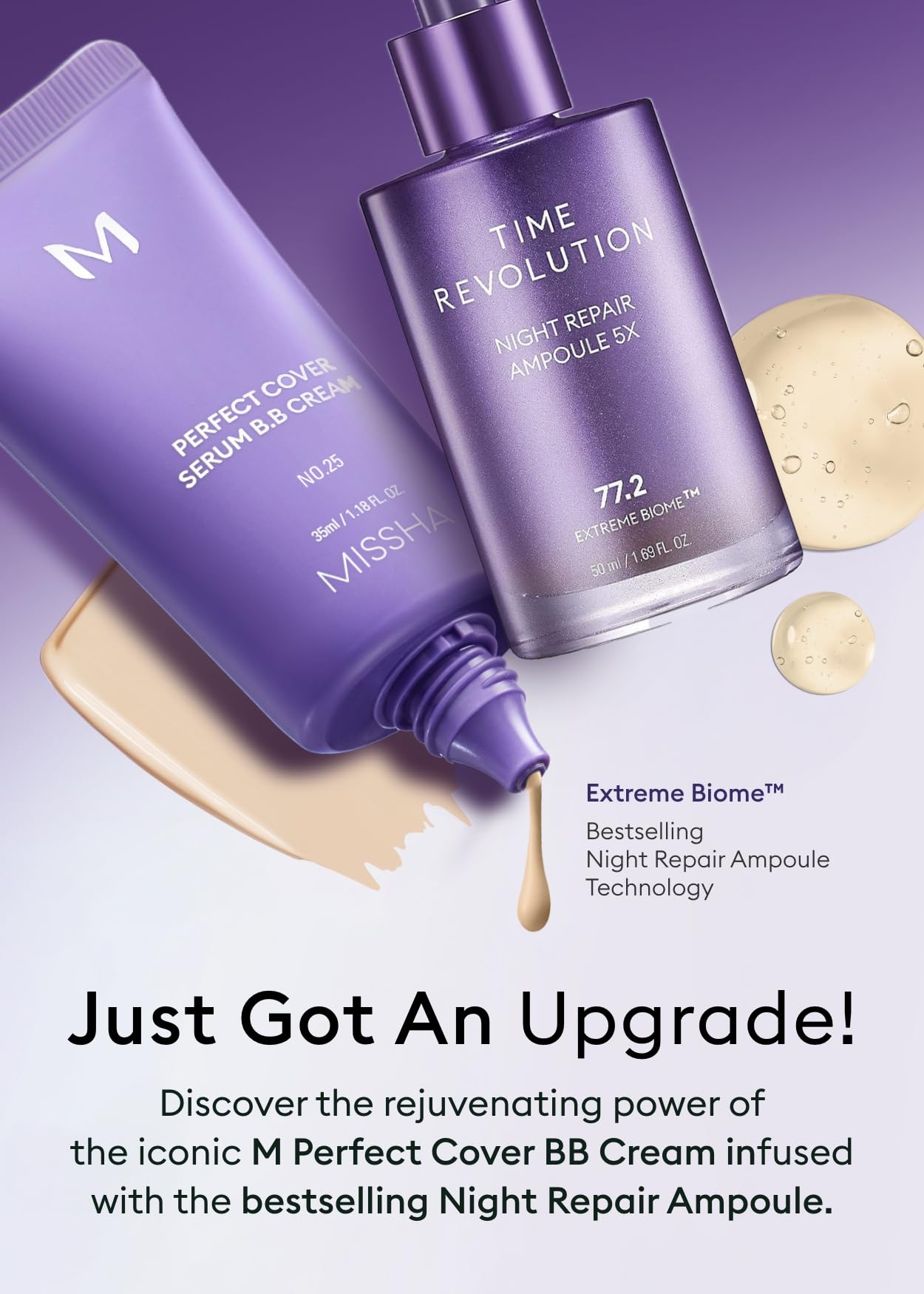 Missha M Perfect Cover Serum Bb Cream No.25 Warm Beige, Skin Care Foundation Makeup, Tinted Moisturizer, Superfood Complex, Buil