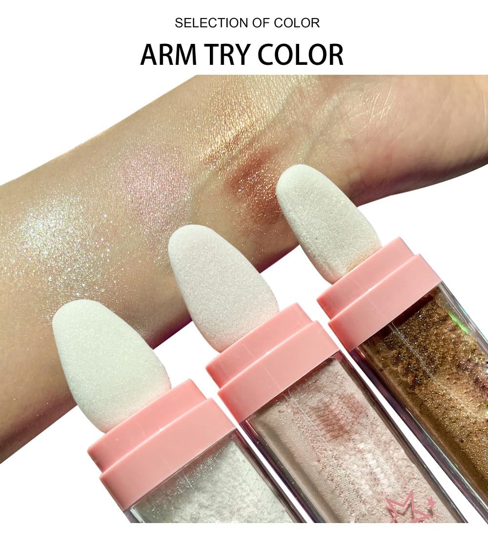 Highlighter Makeup Glitter Powder, Body Brightens The Natural Three-Dimensional Face Blusher Patting Powder Highlighter. (05#Gol