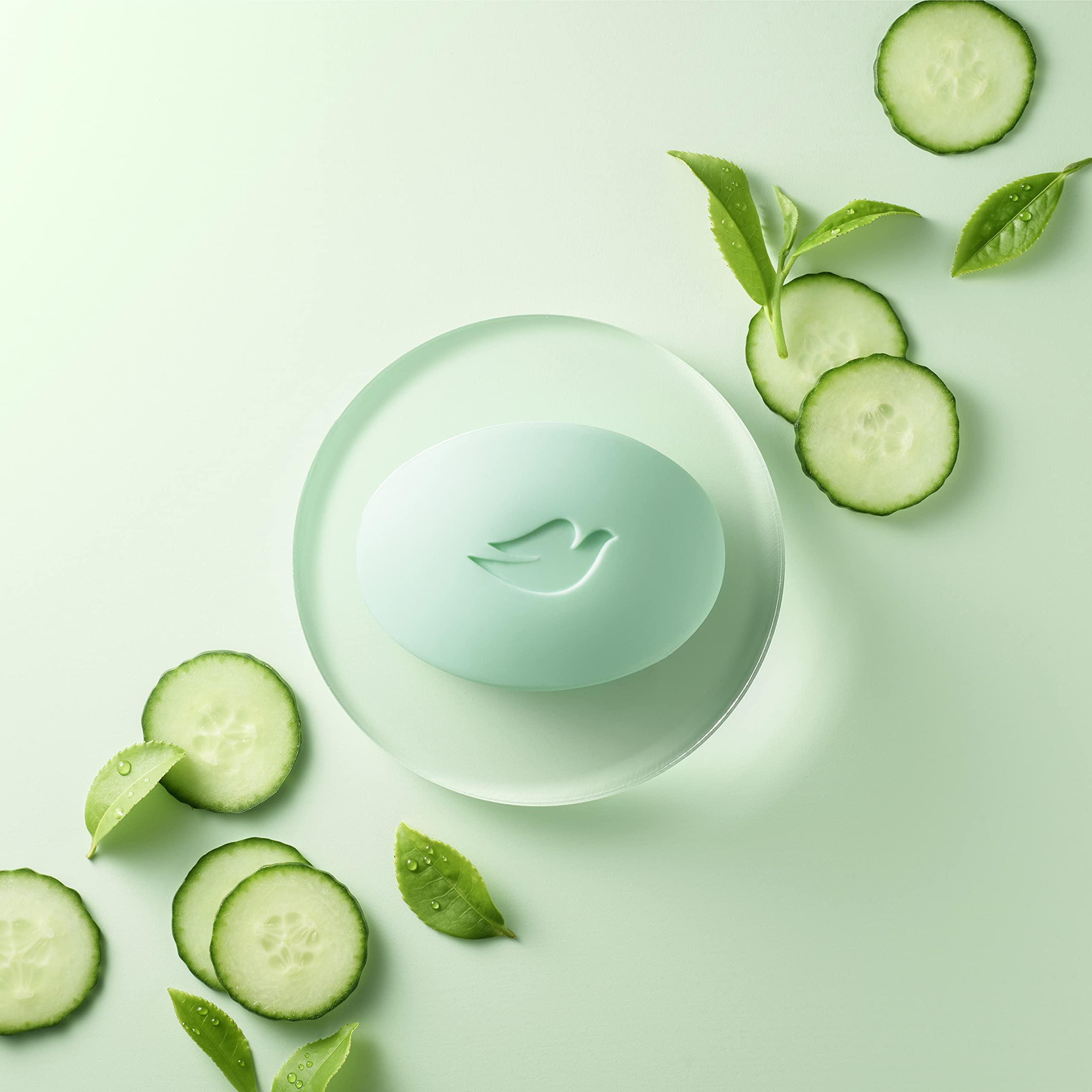 Dove Skin Care Beauty Bar For Softer Skin Cucumber And Green Tea More Moisturizing Than Bar Soap 3.75 Oz, 14 Bars