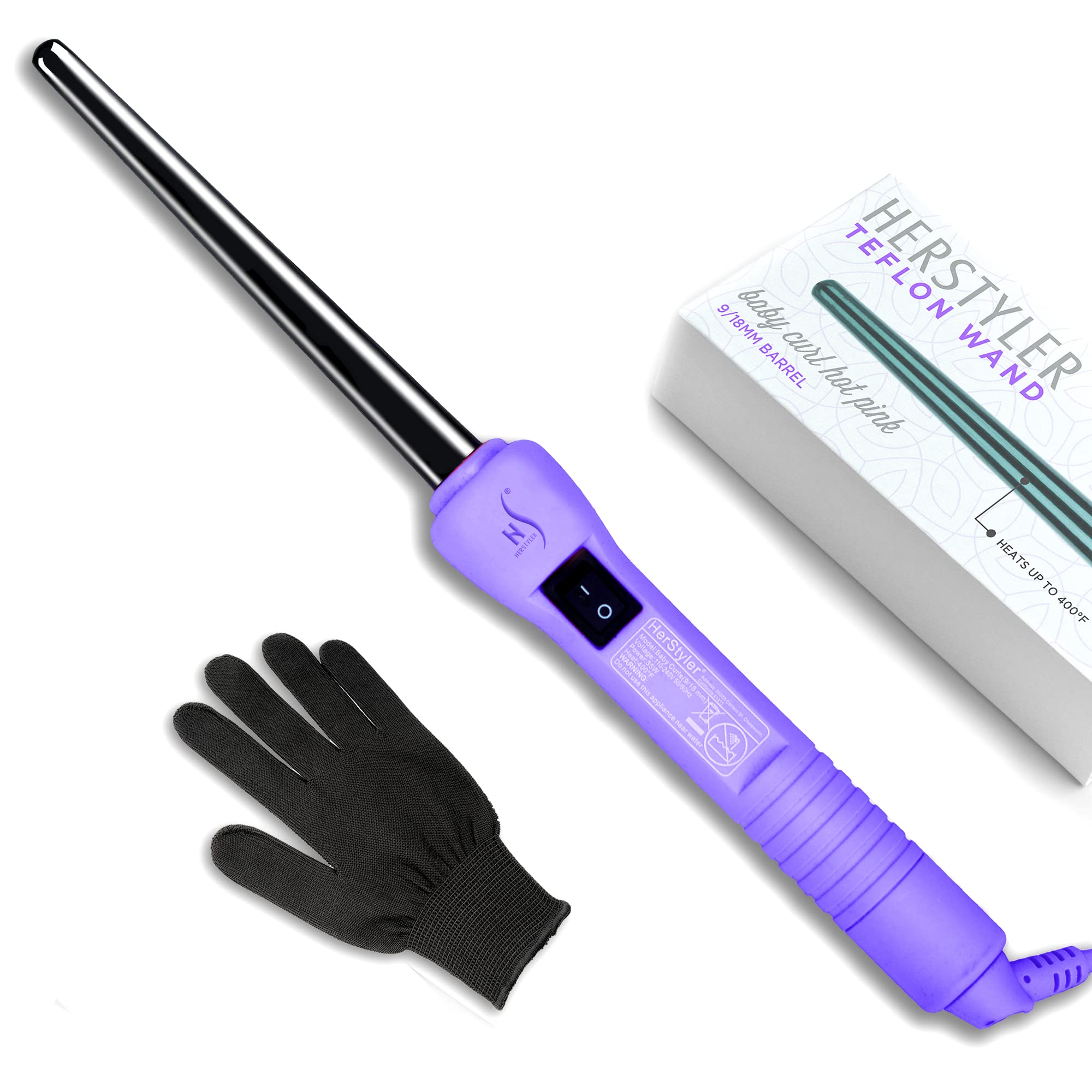 Herstyler Baby Curls Mini Curling Iron  Tapered 9Mm To 13Mm Curling Iron  1/2 Curling Wand With Dual Voltage  Thin Curling Iron
